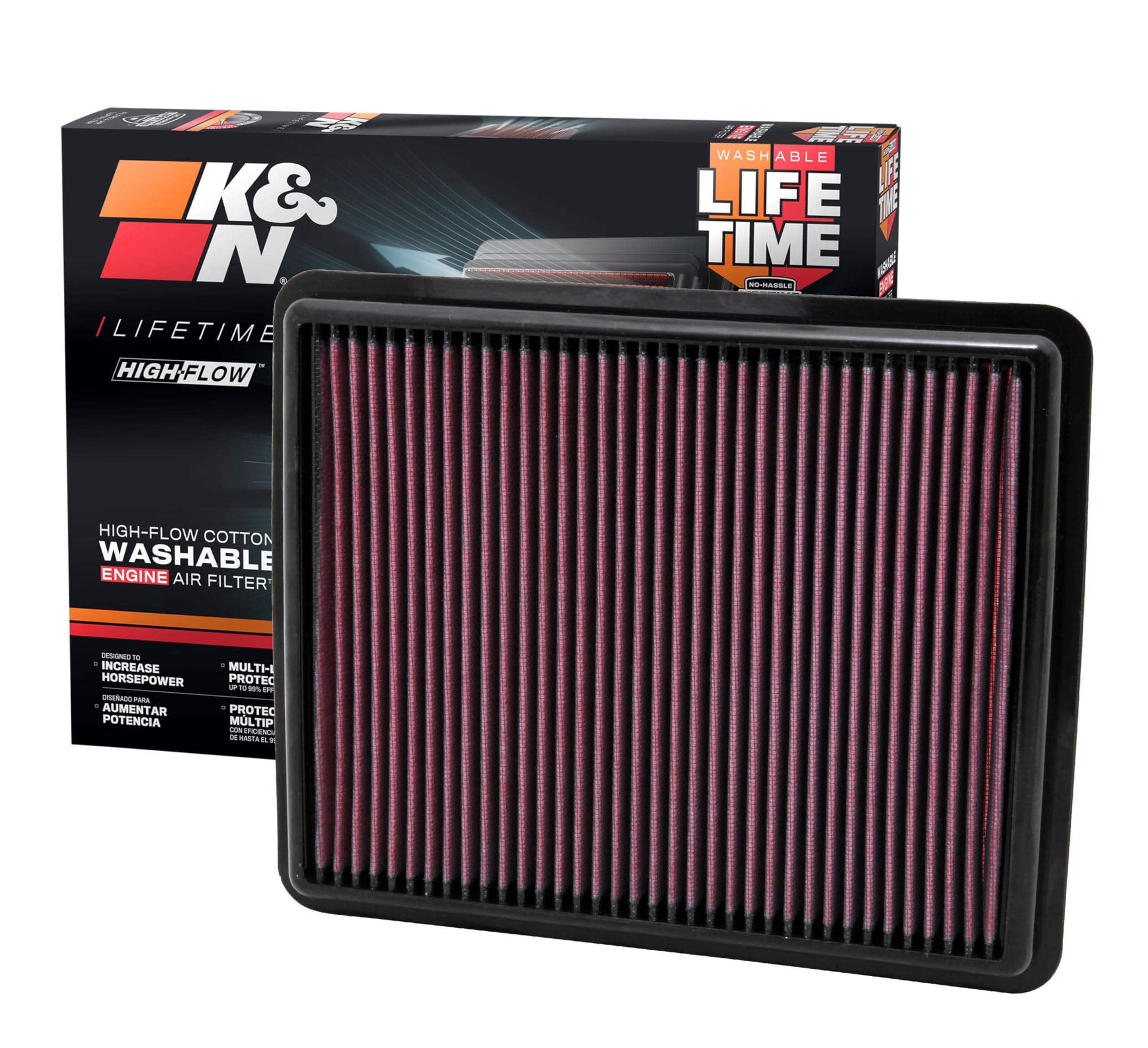 K&N 33-2448 High Performance Replacement Air Filter for 2010 Kia Sorento 2.4L L4 and 3.5L V6