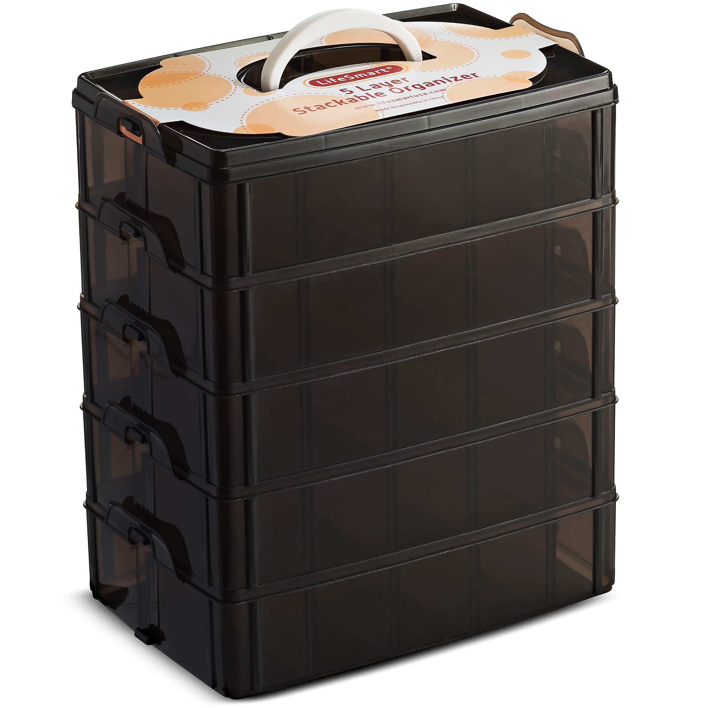 LifeSmart USA Stackable Toy Storage Organiser Black 50 Adjustable Compartments Compatible with Lego Dimensions Shopkins Littlest Pet Shop Arts and Crafts And More