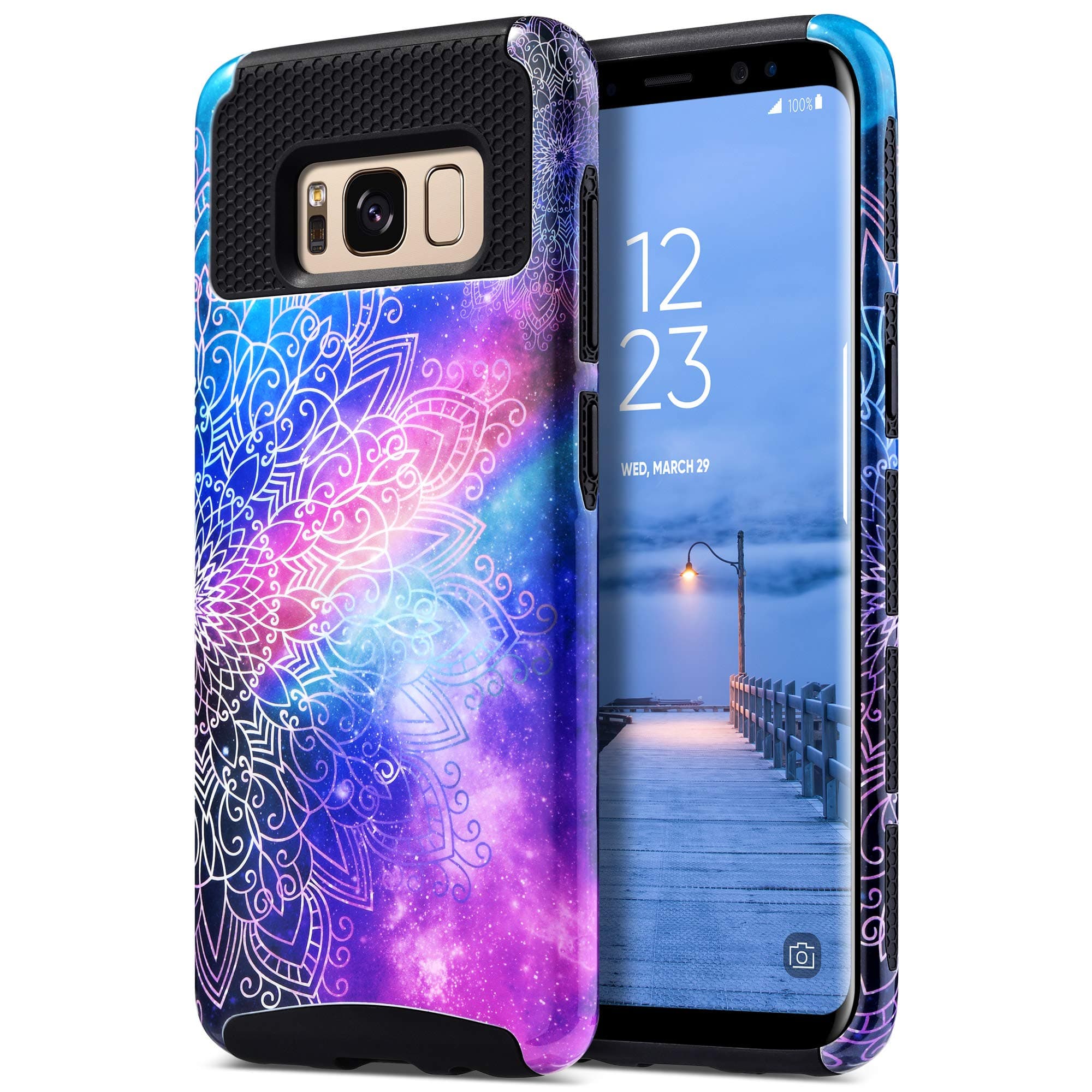 ULAK Galaxy S8 Case, [Colorful Series] Dual Layer Shockproof Protective Hybrid Hard Back Cover Shock Absorbent Soft TPU Bumper Case for Samsung Galaxy S8 - Mandala Flower