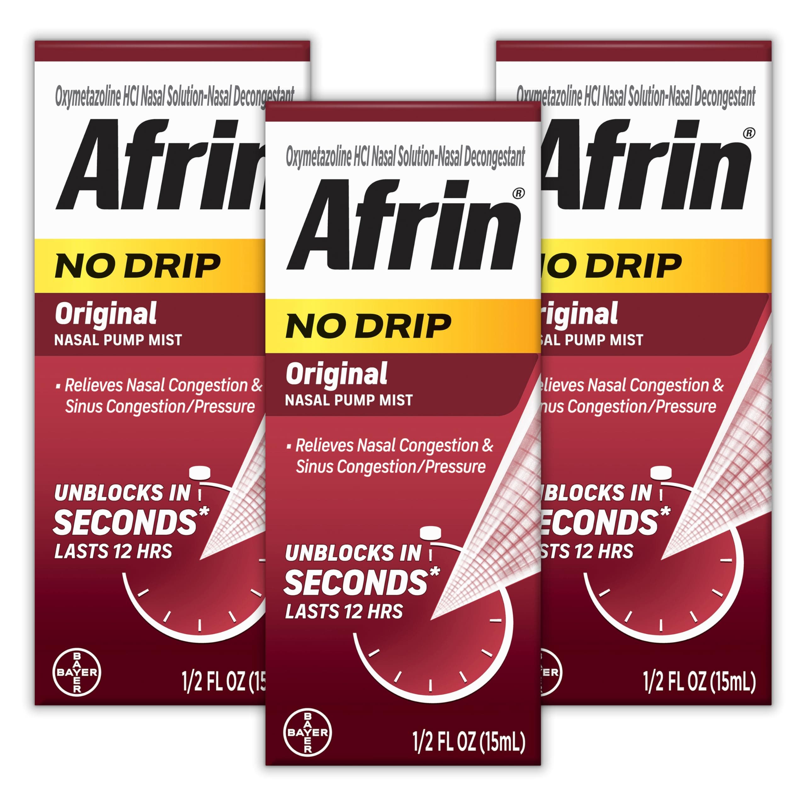 AFRIN NO DRIP Original 12hr. Pump Mist Triple Pack 45ml. (3x15ml.)