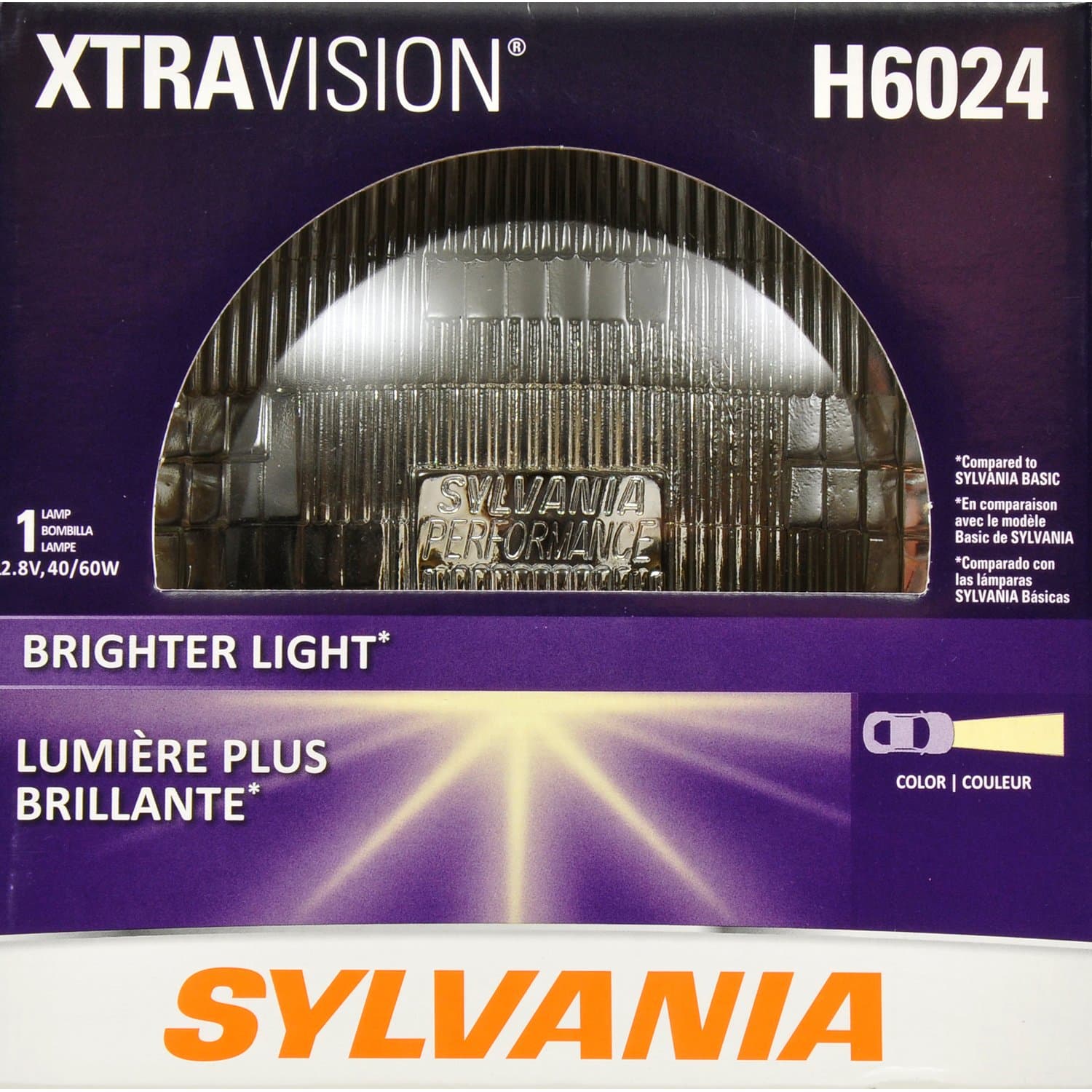 H6024 XtraVision (7" Round) Sealed Beam Headlight - Halogen Headlight Replacement PAR56 Delivers More Downroad Visibility (Contains 1 Bulb)