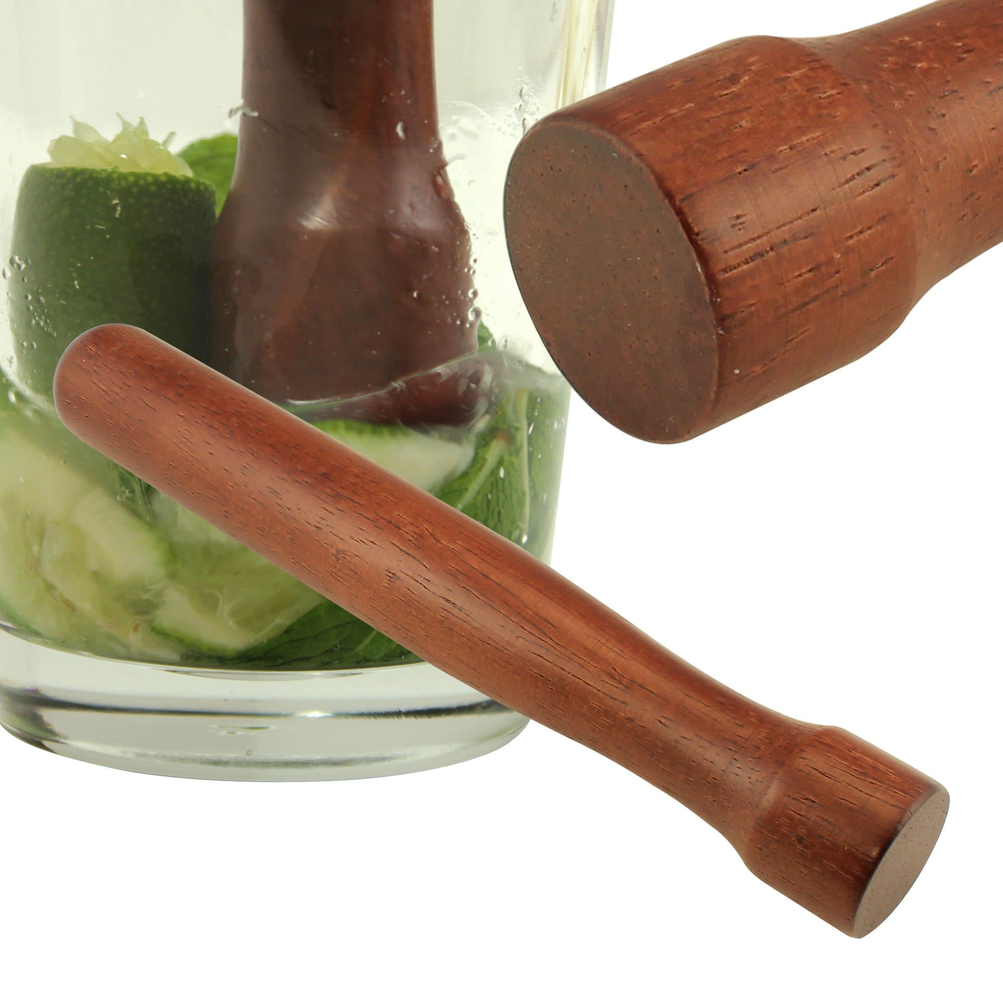 8" Old-Fashioned/Mint Julep/Mojito Mixed Drink Flat Head Lacquered Wood Muddler