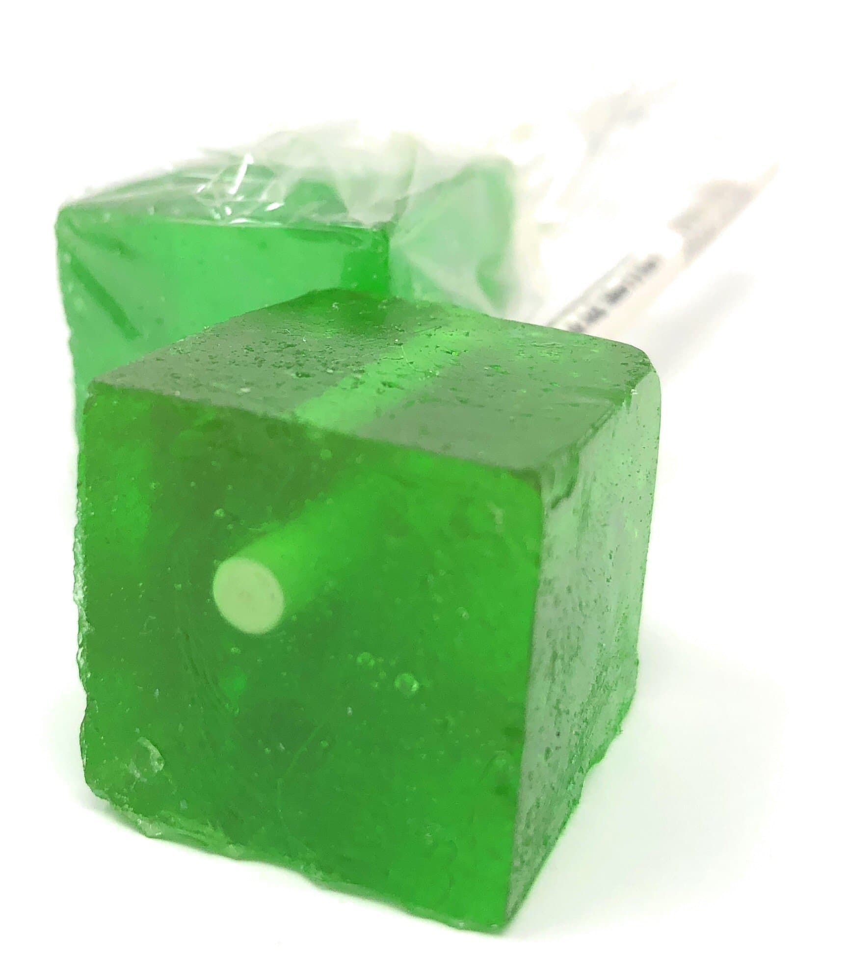 Hard Candy Cube Lollipop Suckers: Individually Wrapped Flavored Sucker Pack by Espeez - Old Fashioned Square Party Pops in Bulk - Green Apple, 24 Count