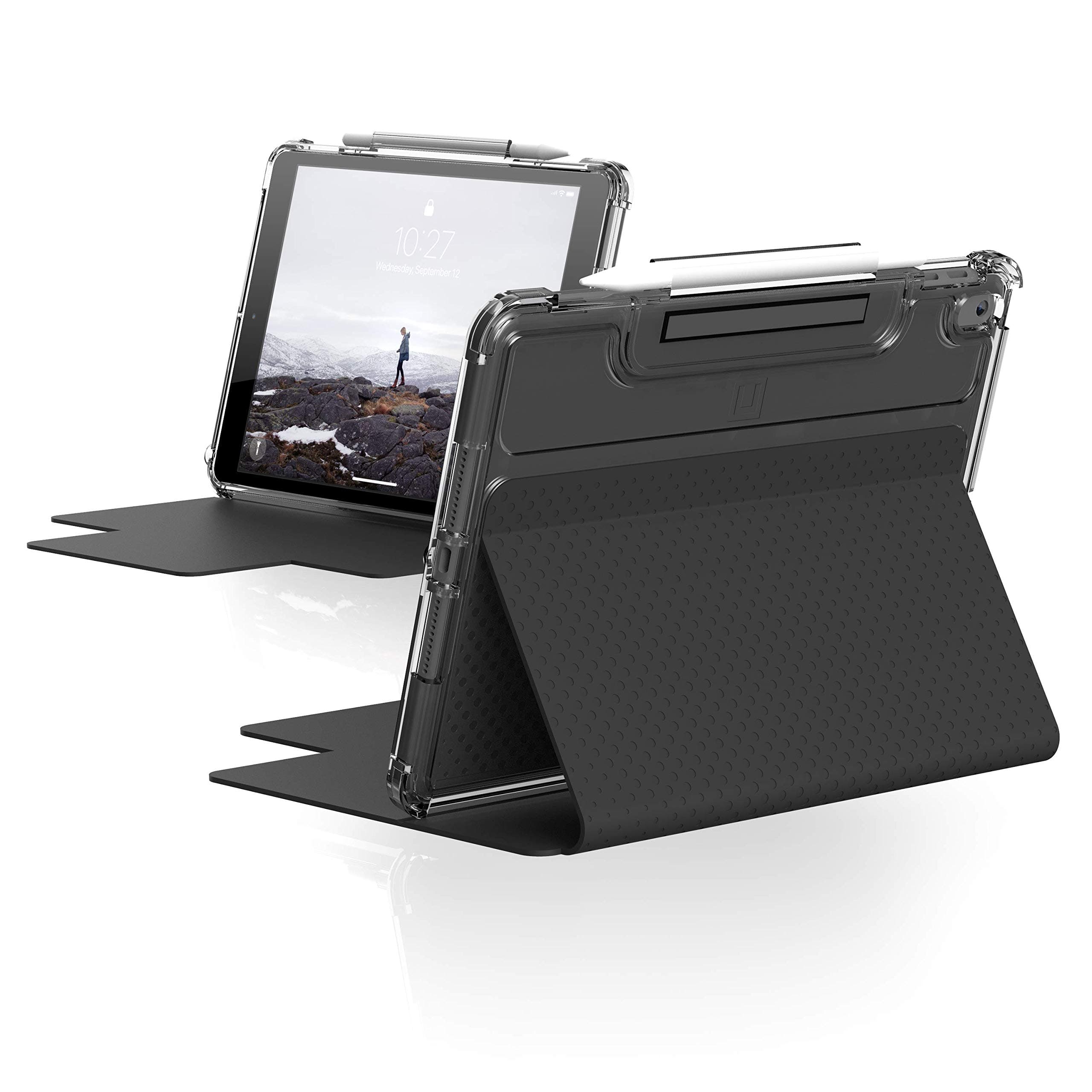 [U] by UAG iPad 10.2-inch (8th Gen, 2020) & (7th Gen, 2019) Case Lucent Translucent Lightweight Ultra-Slim Shockproof Smart Folio Protective Cover with Auto/Sleep Wake & Pencil Holder, Black/Ice