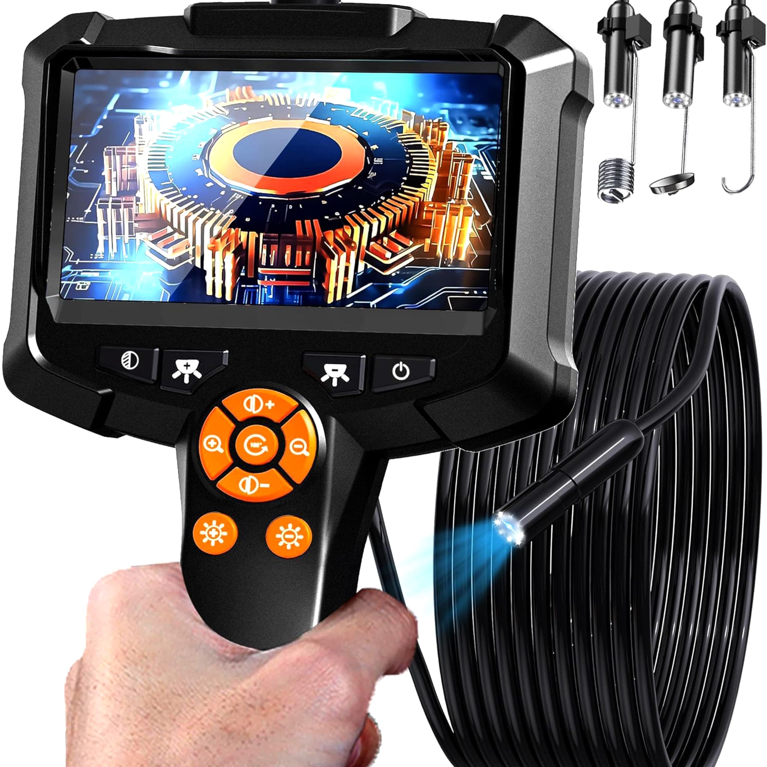 Endoscope Camera with Light, 1080P HD Borescope with 8 Adjustable Lights, IP67 Waterproof Snake Camera, Ideal for Inspecting Walls, Vents, Automotive Engines, Pipes - Tool for Men (16.4 ft)
