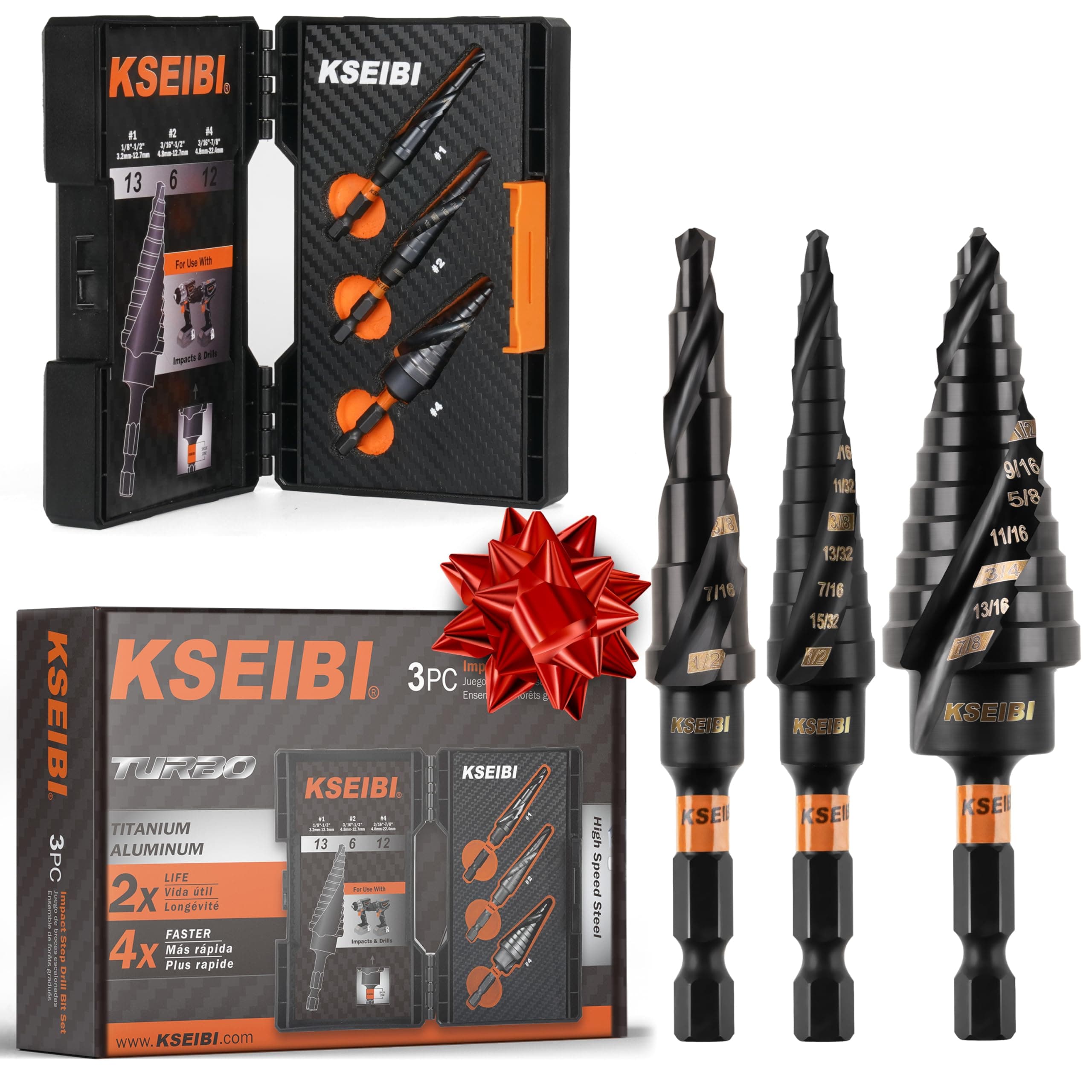 - KSEIBI Unibit 3-Piece High-Speed Steel Step Drill Bit Set - for Stainless Steel, Aluminium, Wood