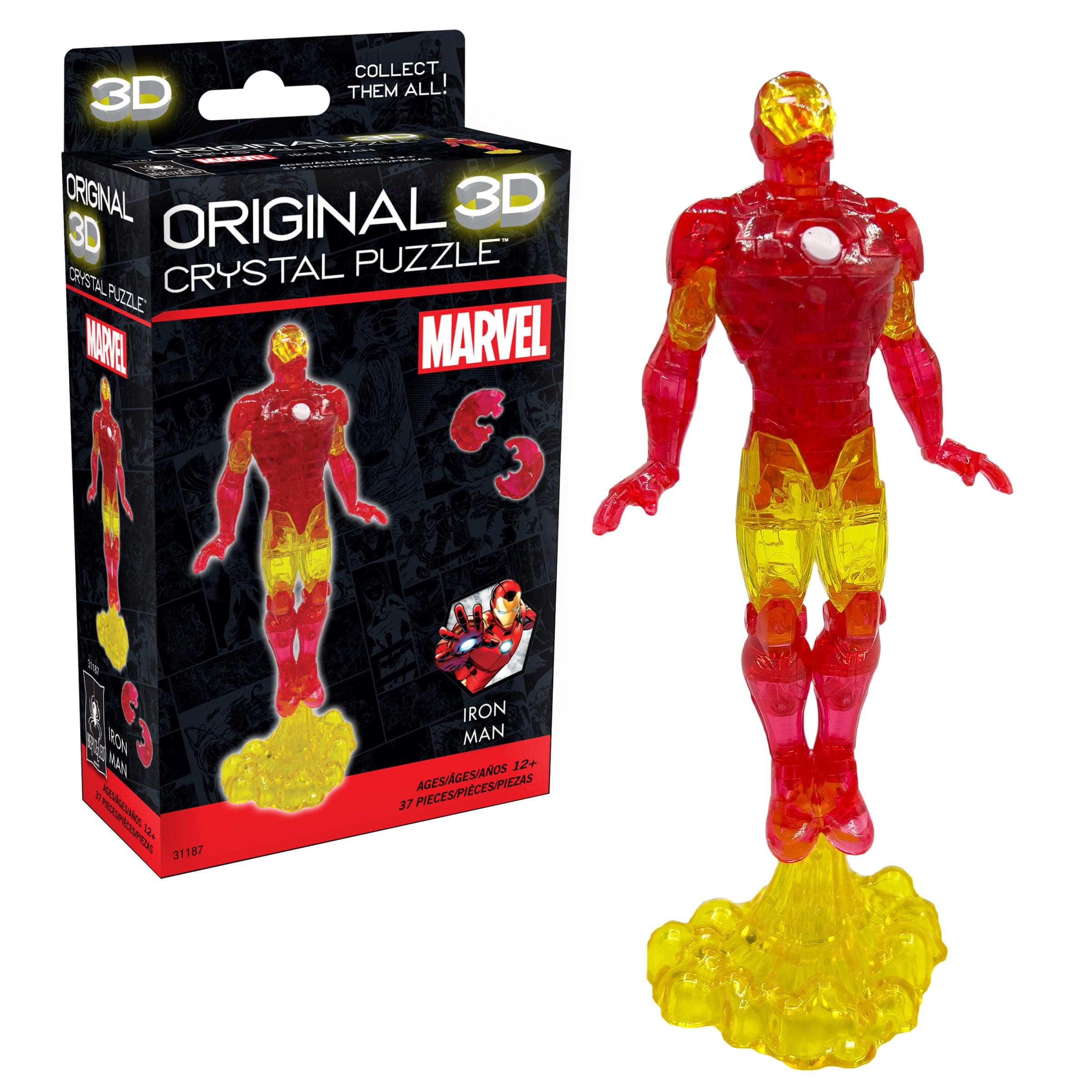 BePuzzled, Marvel Iron Man Super Hero Original 3D Crystal Puzzle, Perfect for Puzzlers Ages 12 and Up, Challenging to Complete and Beautiful to Display, Collect Them All