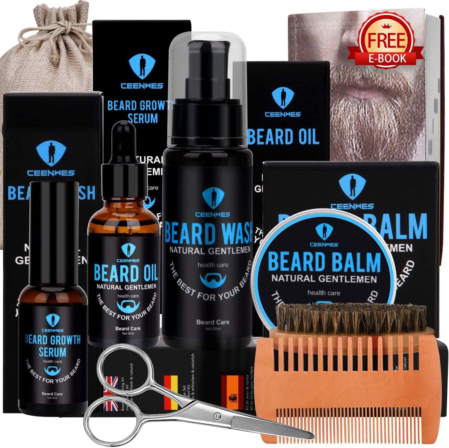 – Beard Grooming Kit,Beard Kit with Beard Oil,Beard Growth Serum,Beard Wash, Beard Balm,Beard Brush, Beard Comb, Beard & Mustache Scissors Beard Growth