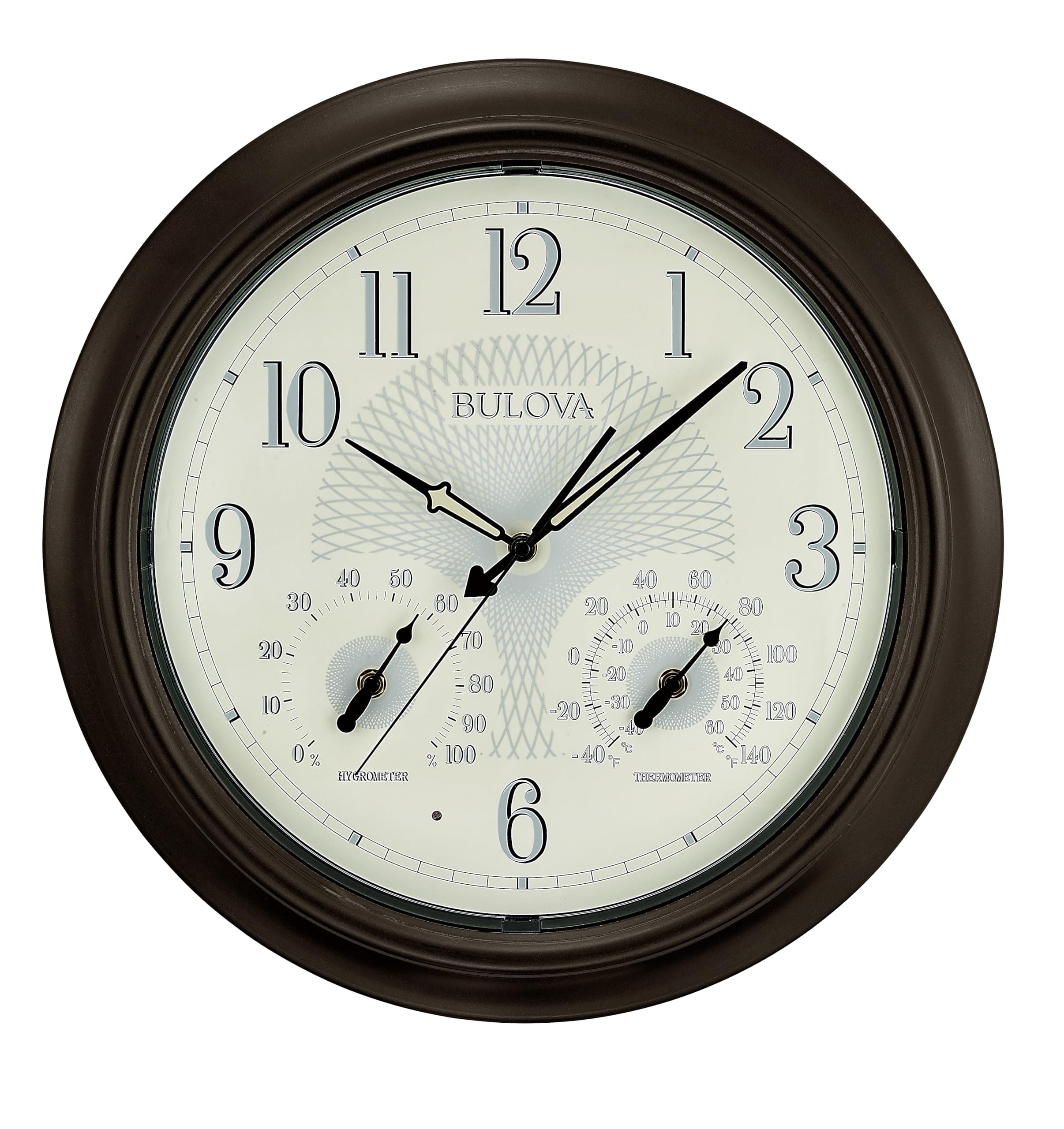 Bulova C4813 Weather Master Wall Clock, Black, 18"