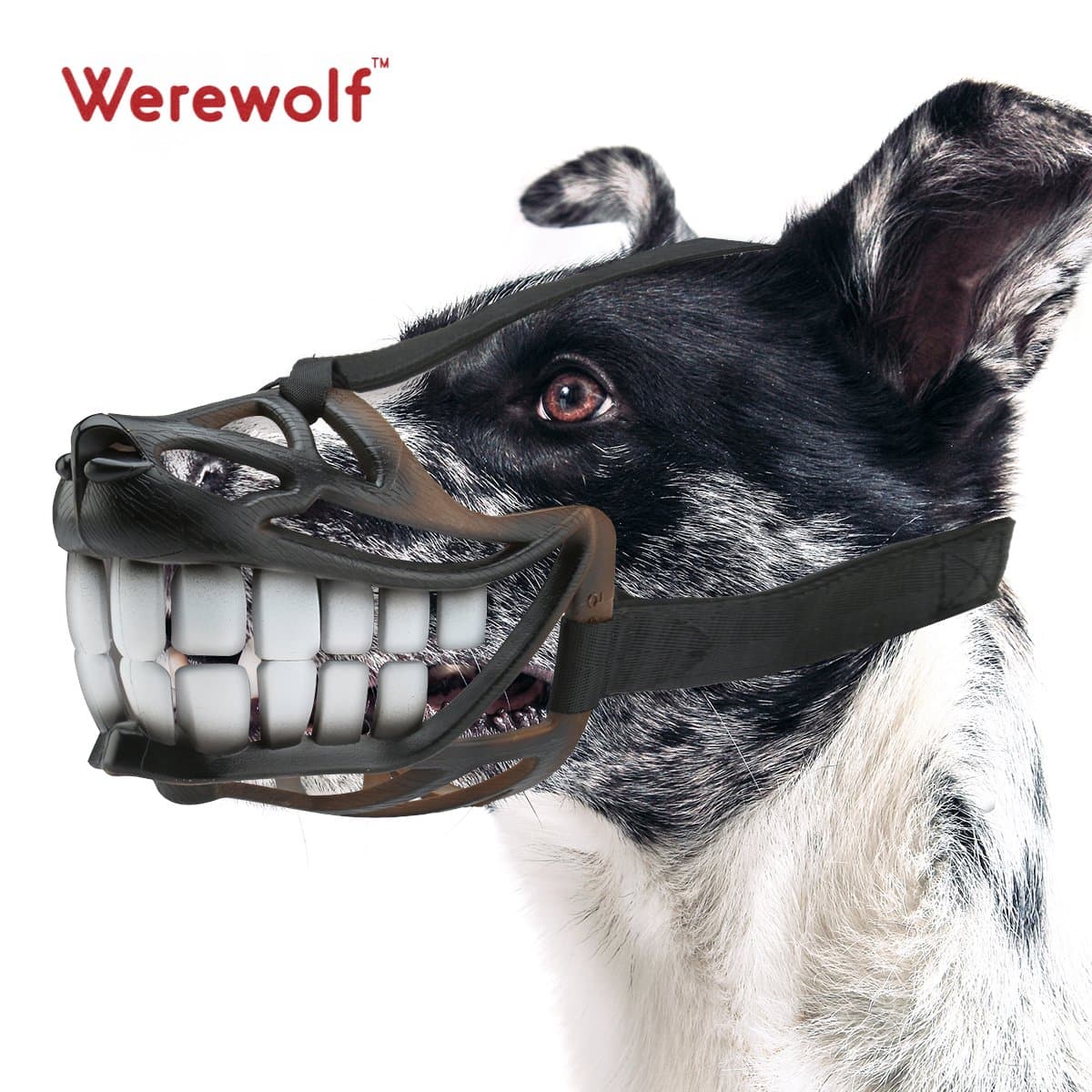 Adjustable Muzzle for Small or Medium Dog Soft Comfortable Smiling Design to Prevent Biting Barking(Large, Smile)
