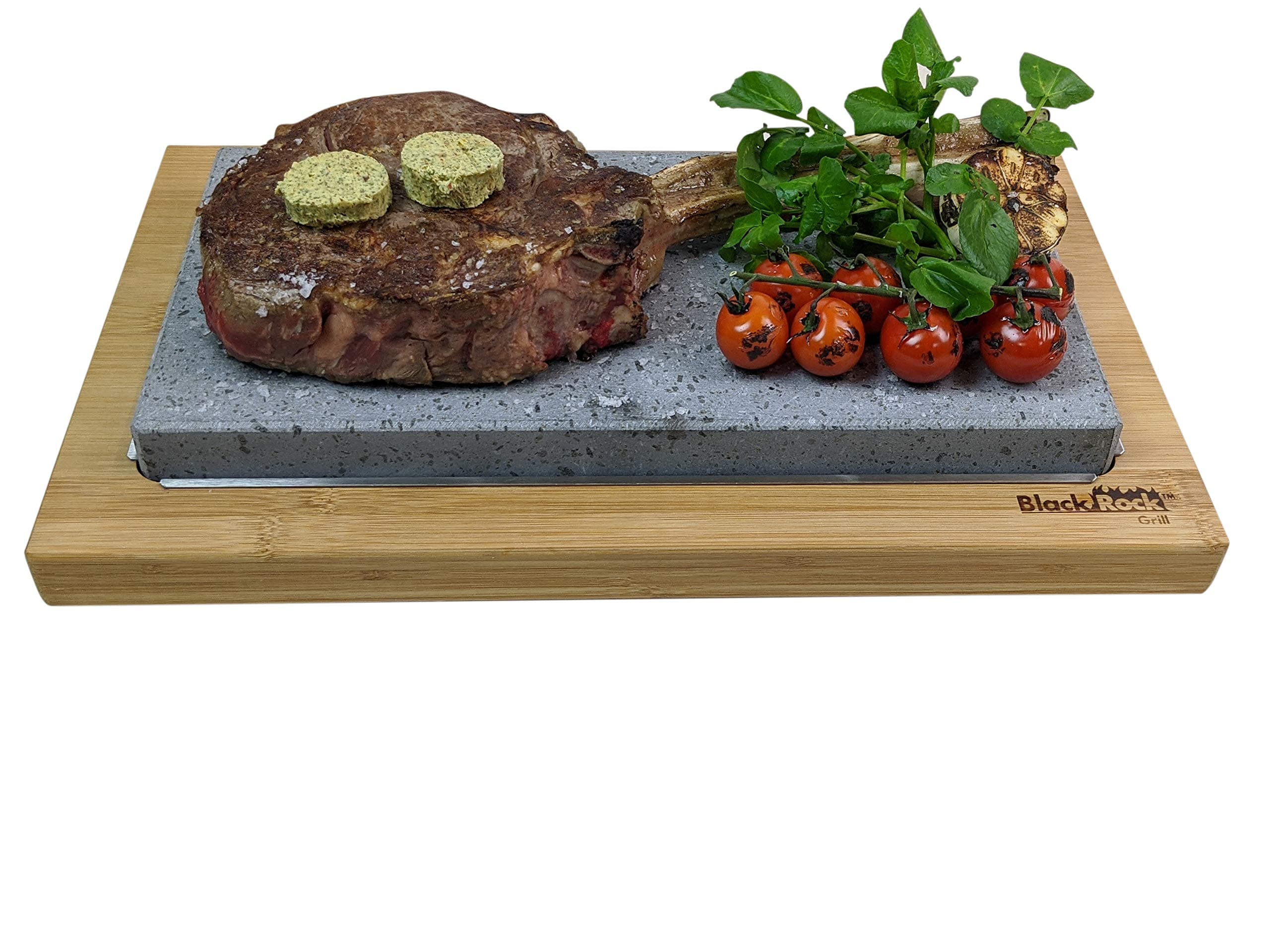 Black Rock Grill Ultimate Sharing Steak Stone Set - Restaurant-Grade Lava Stone for Superior Heat & Flavor