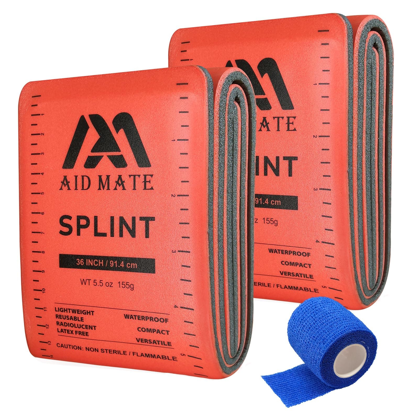First Aid Splint 36" X 4.3",2 Pack with 1 Extra Adhesive Tape, Brace Support Splint for Arm Leg Broken Bones Fracture