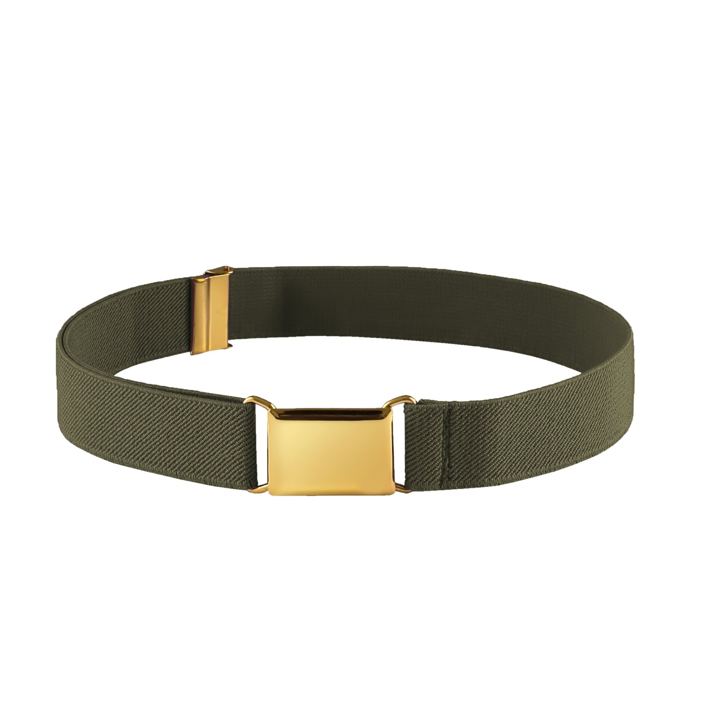FIT RITE Kids Elastic Adjustable Stretch Belt With Gold Square Buckle