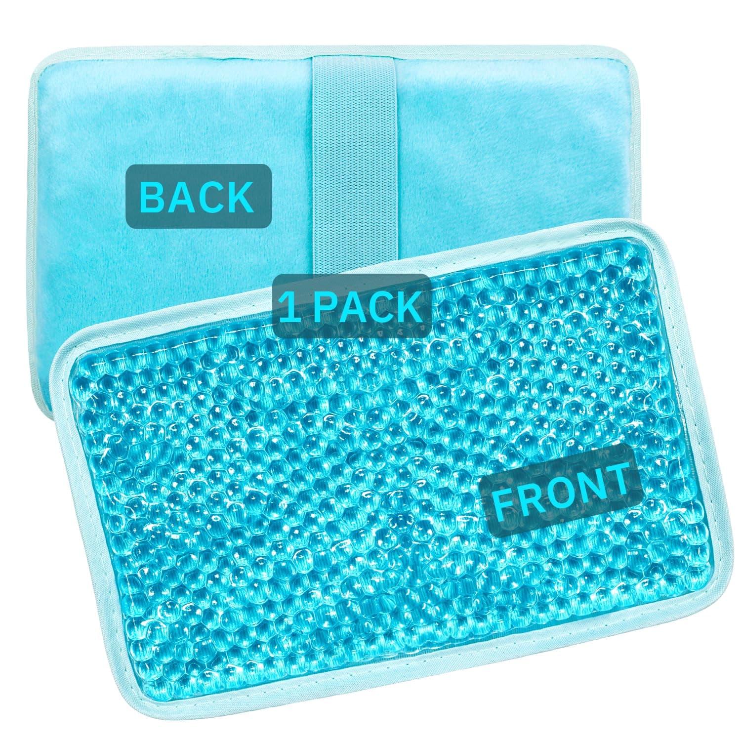 Gel Beads Ice Pack Ice Bag with Strap-1 Pack Reusable Hot & Cold Pack Compress for Knee, Shoulder, Foot, Back, Ankle, Neck, Hip, Elbow, Wisdom Tooth-7.76''x4.93''(Blue)