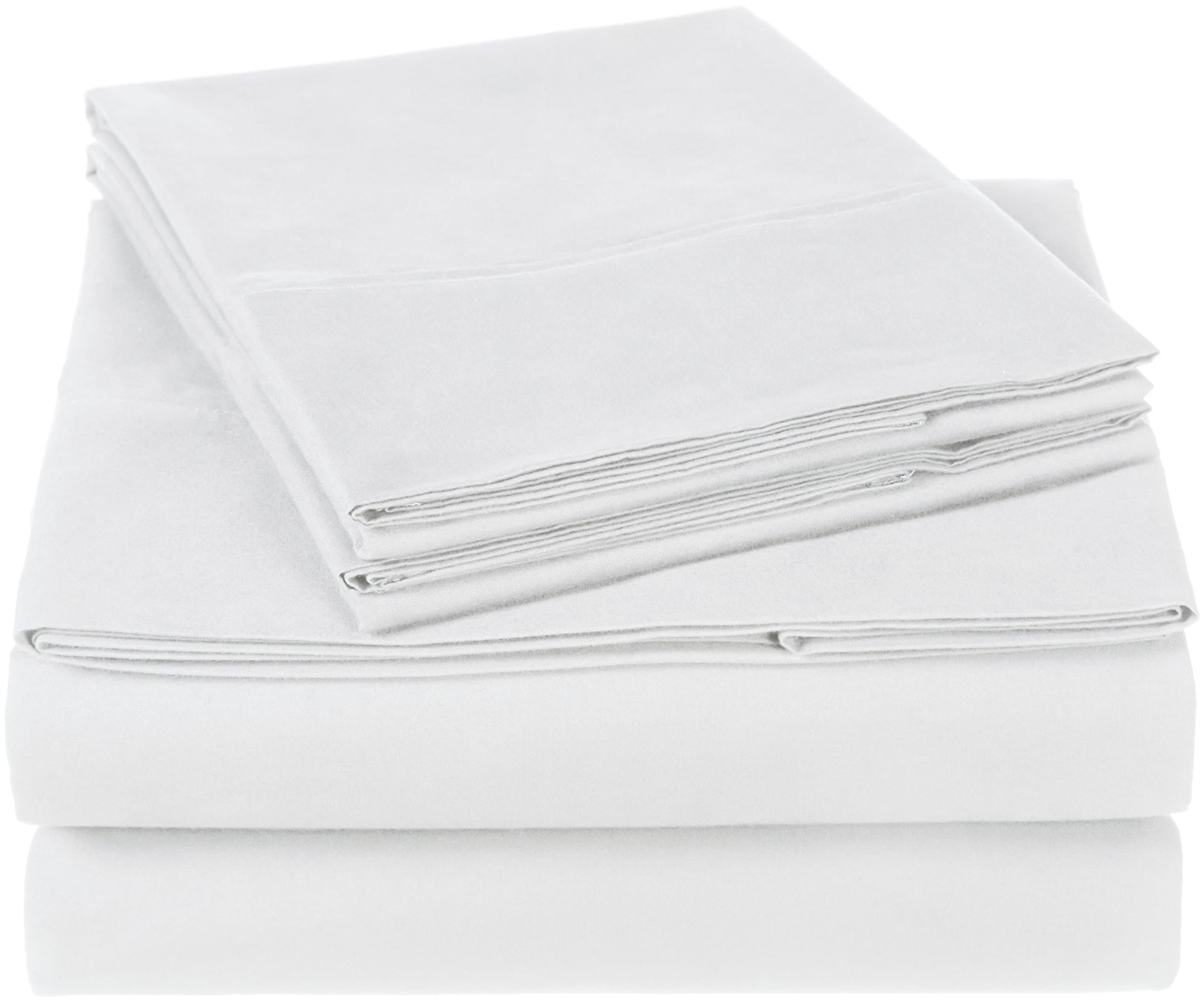 Amazon Brand – Pinzon 300 Thread Count Organic Cotton Bed Sheet Set - Queen, White