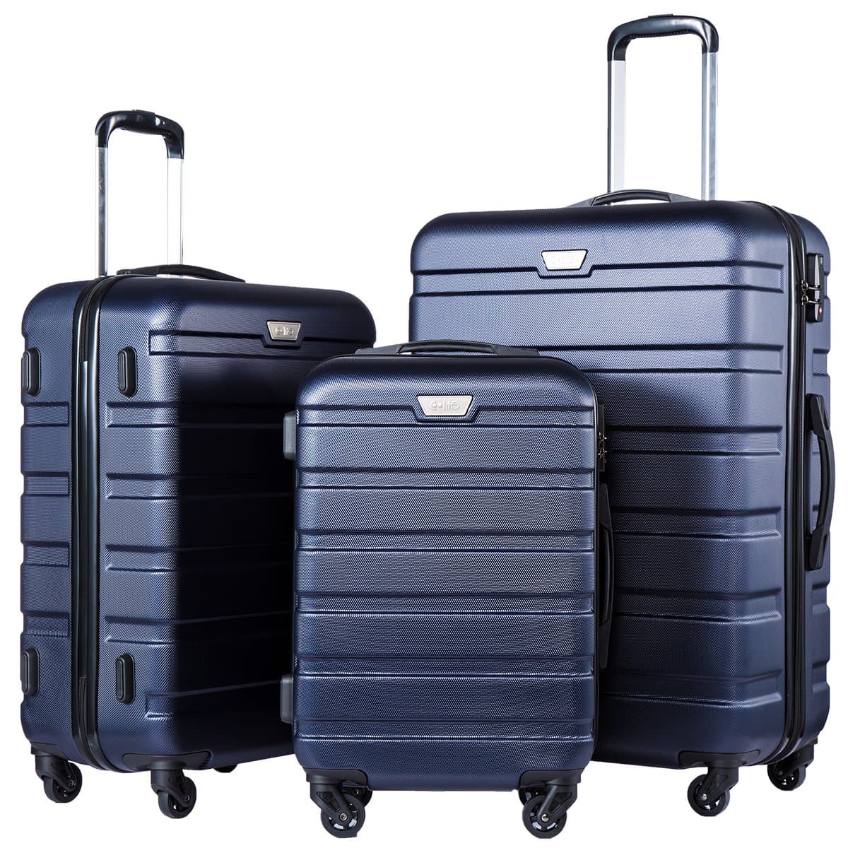 Luggage 3 Piece Set, Lightweight Durable Hardshell Suitcase set with 360° Spinner Wheels, TSA-approved Lock, Checked Family Travel Luggage sets, 20/24/28 Inch, Navy