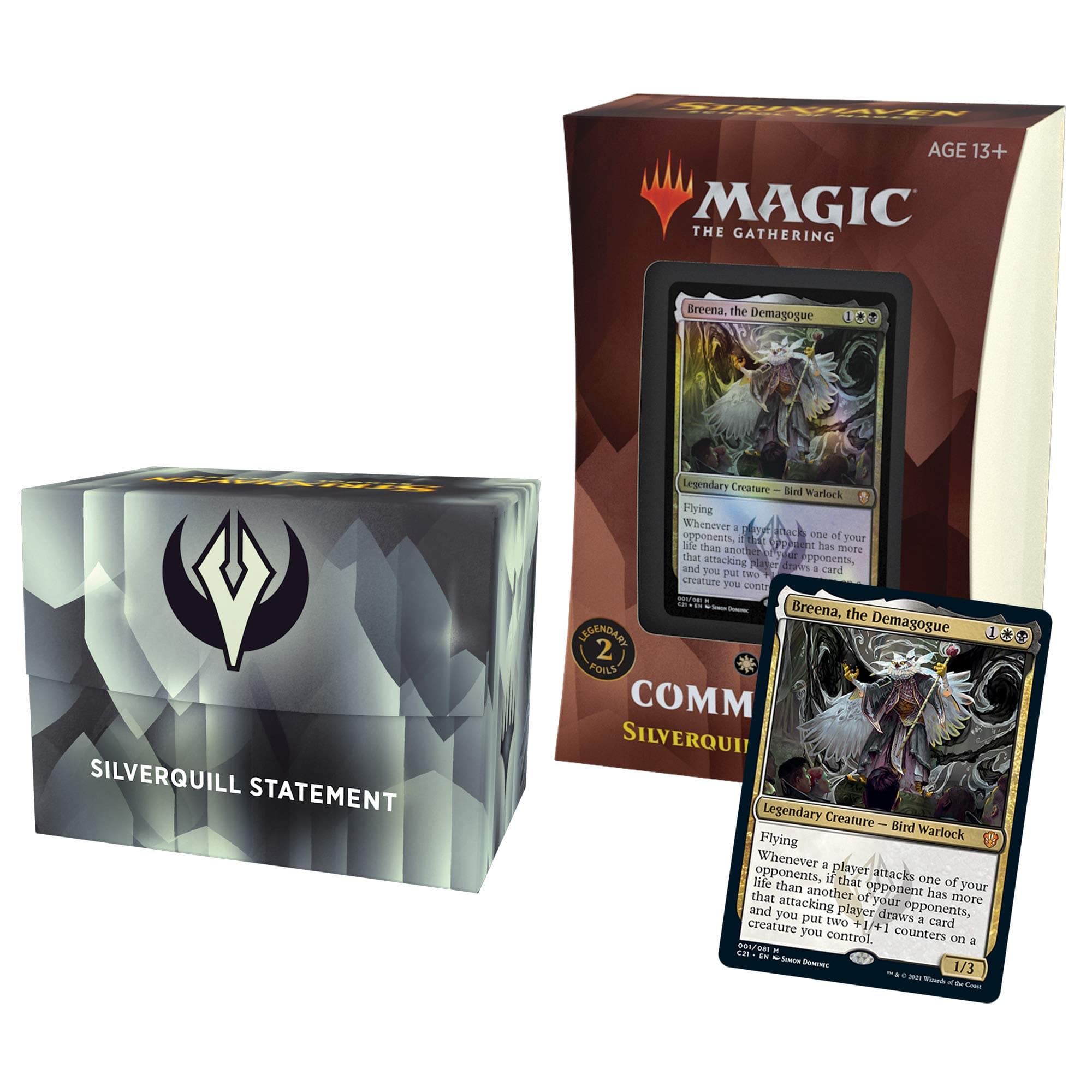 Magic The Gathering Strixhaven Commander Deck – Silverquill Statement (Black-White), 13+ years