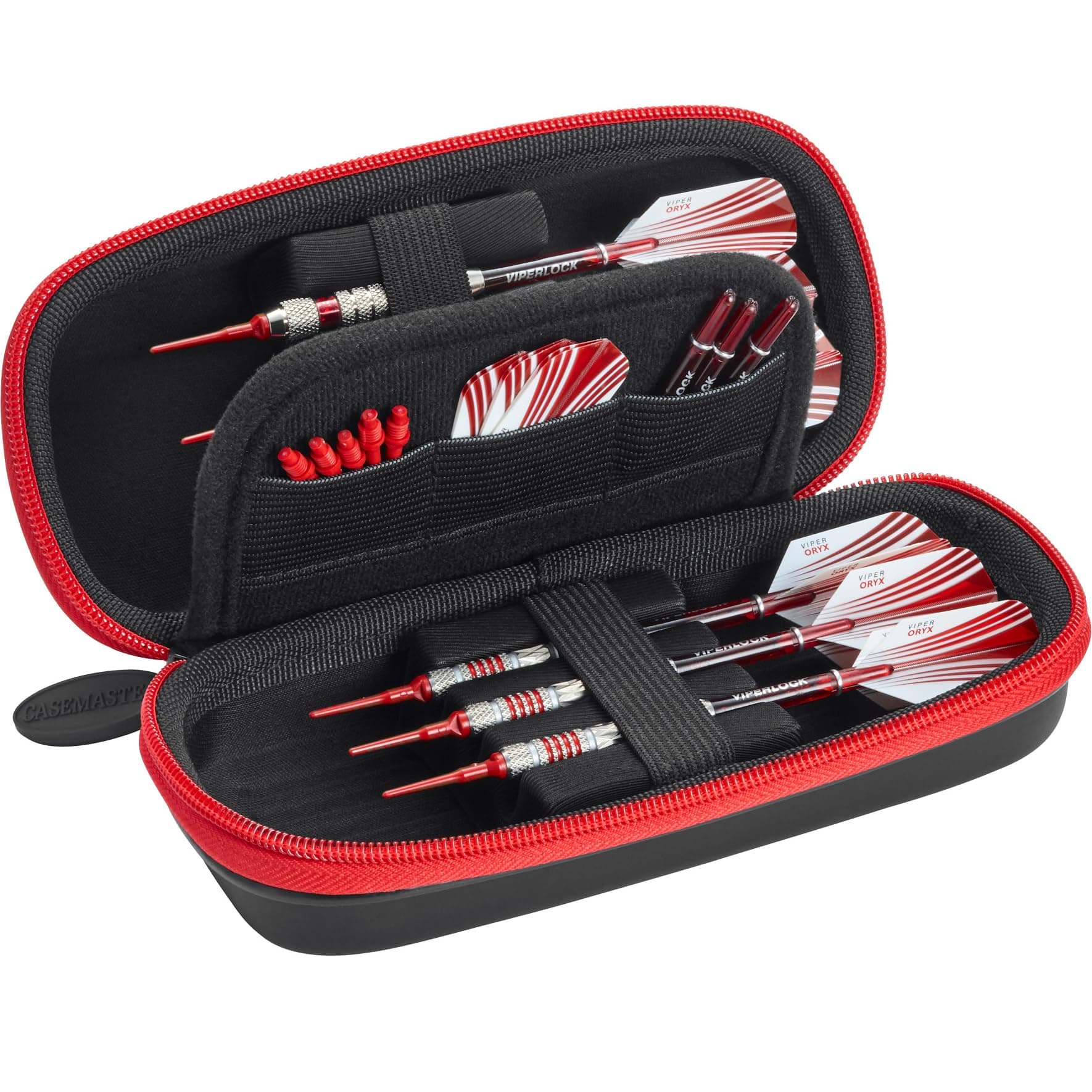 Casemaster Sentry Dart Case Slim EVA Shell for Steel and Soft Tip Darts, Hold 6 Darts and Features Built-in Storage for Flights, Tips and Shafts