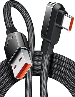USB C Cable 6 ft for Xiaomi 120W Fast Charging,6A Type C Cable Right Angle Nylon Braided USB-C to USB A Charger for Xiaomi Pad 5 12 Pro 12S Ultra 11T Pro 11 Lite NE, for Redmi Note 11 Pro Black
