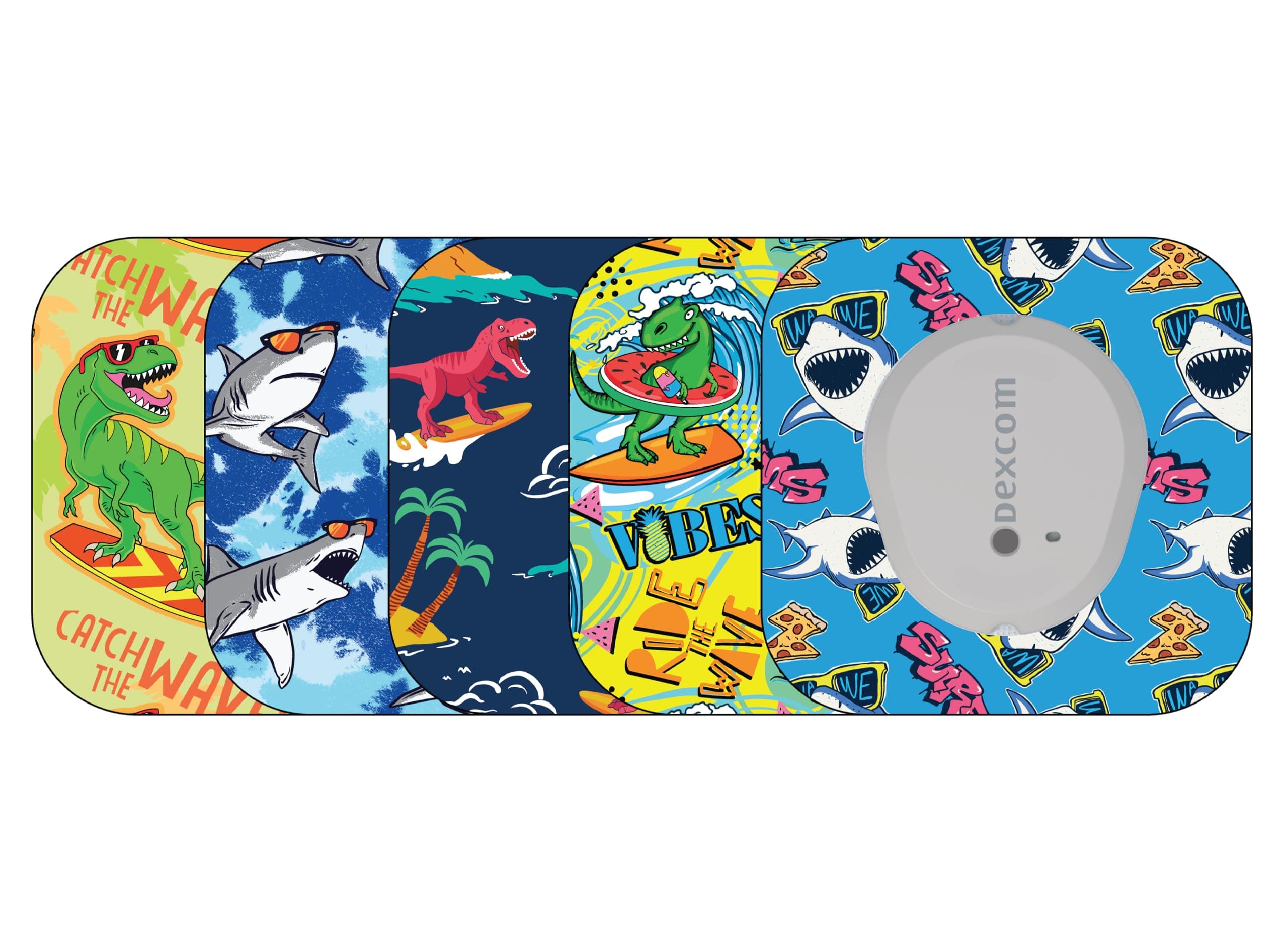 Mini Adhesive Patches for Dexcom G7, Stelo & Infusion Sets – 5-Pack Waterproof, Sweatproof CGM Overpatches – Hypoallergenic CGM Sensor Patches (Surf)