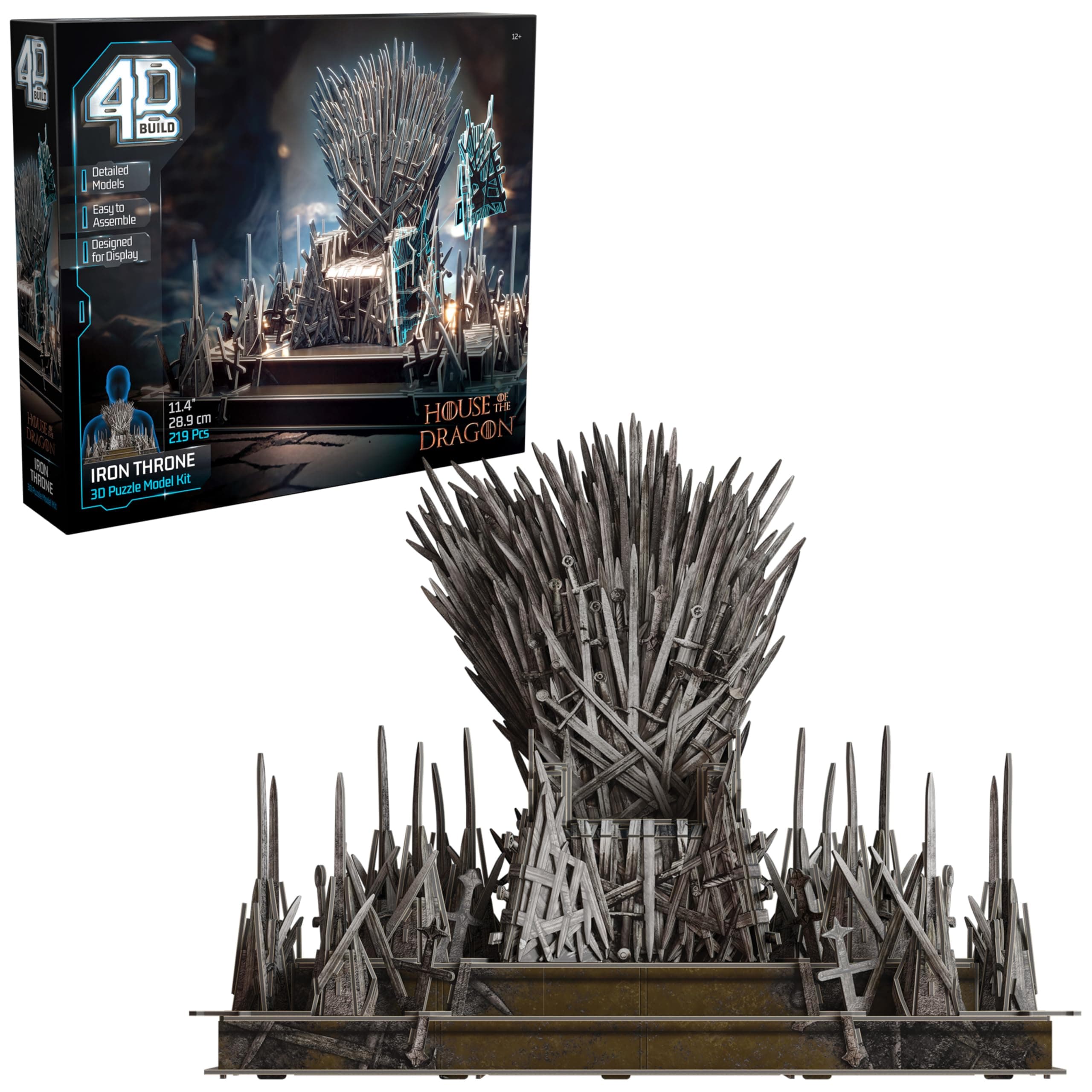 Spin Master Games 4D Build, of Thrones Iron Throne 3D Model Kit 219 Pcs, Desk Décor Adult Puzzles for Fantasy Book GOT Fans, 3D Puzzles for Adults & Teens 12+