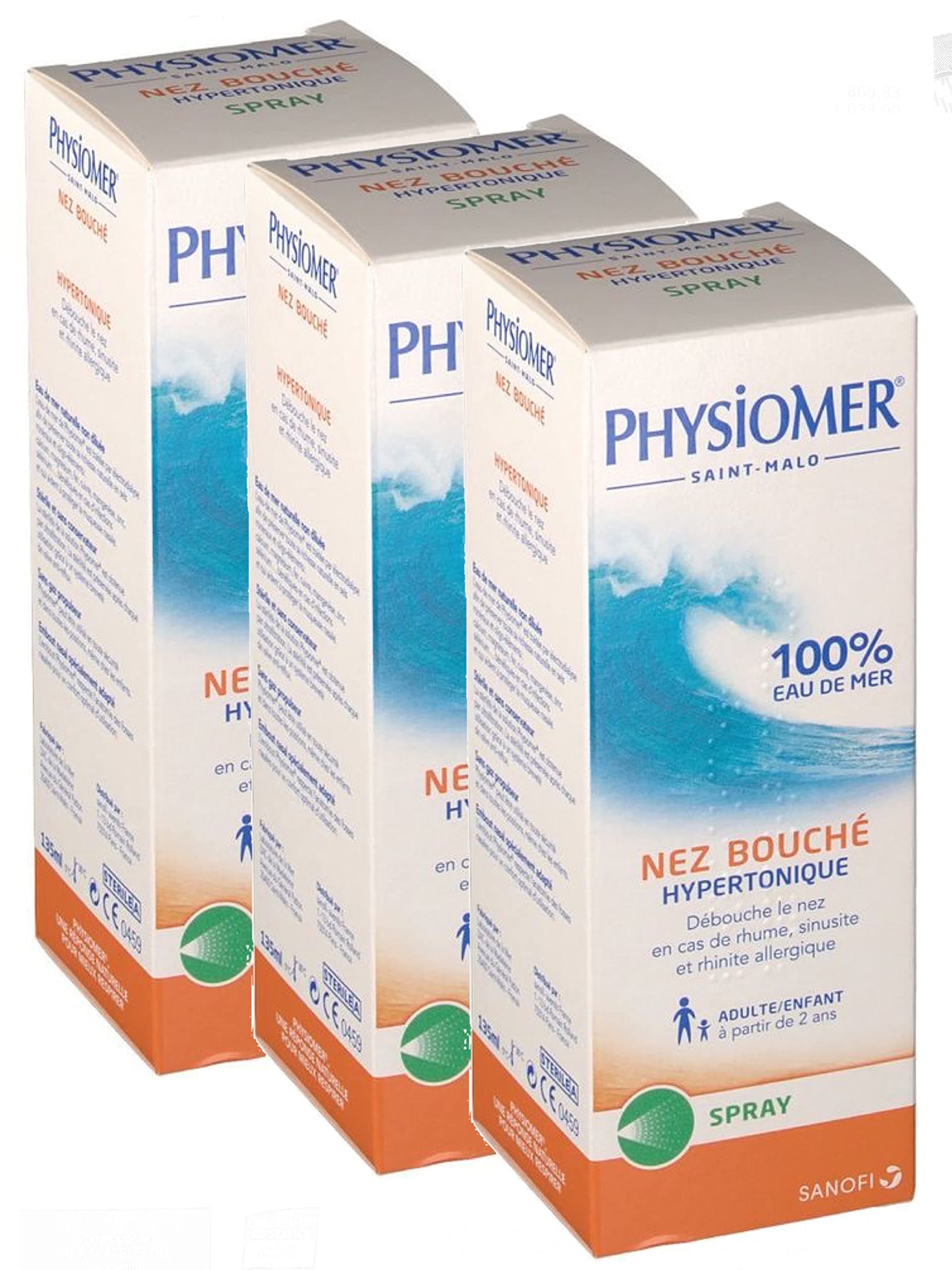 Physiomer Hypertonique Blocked Nose - Pack 3 x 135 ml