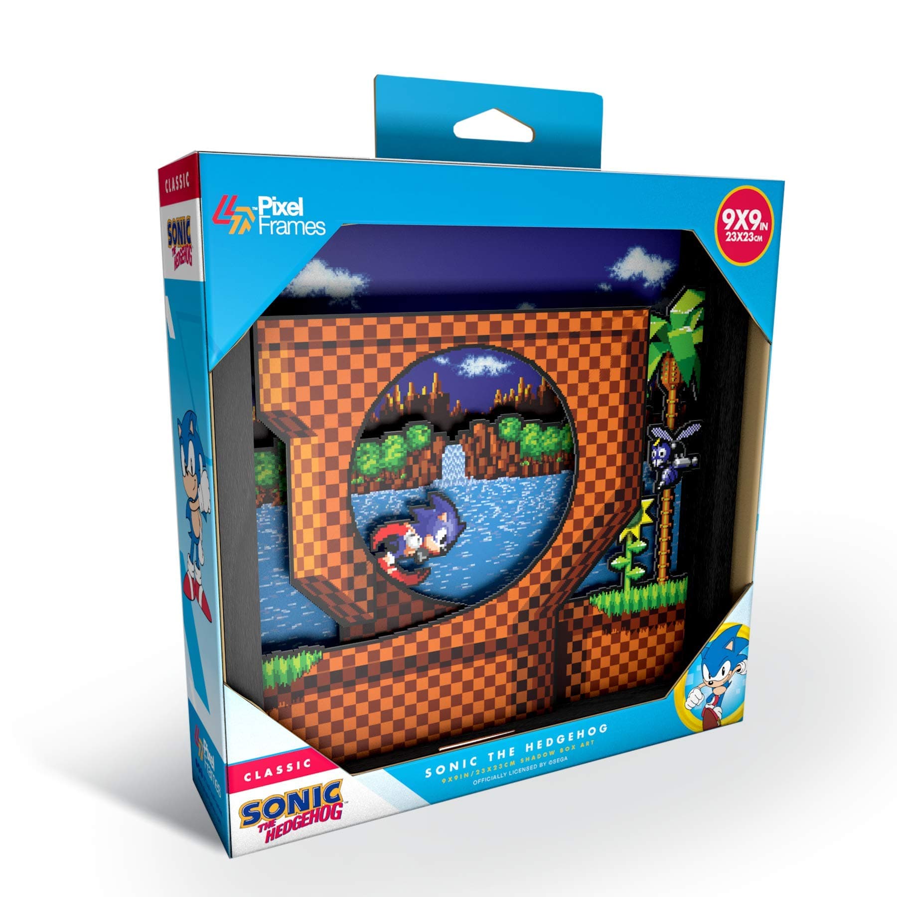Sonic The Hedgehog Pixel Frame Loop Scene 6x6 Shadow Box Art (Small)