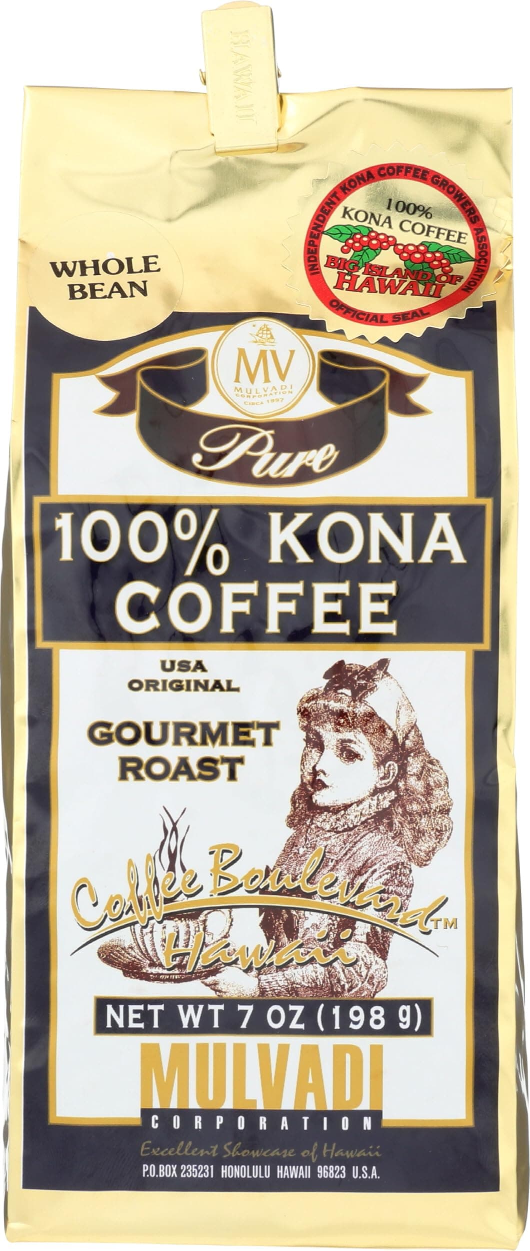 - MULVADI 100% KONA COFFEE BEAN, 7 OZ