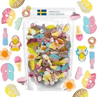 Swedish Sweet & Sour Mix – 1 LB Assortment Bag with Fan-Favorite Candies Like Bubs Dizzy Skull, Sur Skalle, Banana, Big Sour Skull, Ahlgrens Bilar & More! Chewy, Flavorful & Imported from Sweden – Packed in a Svenska Imports Bag.