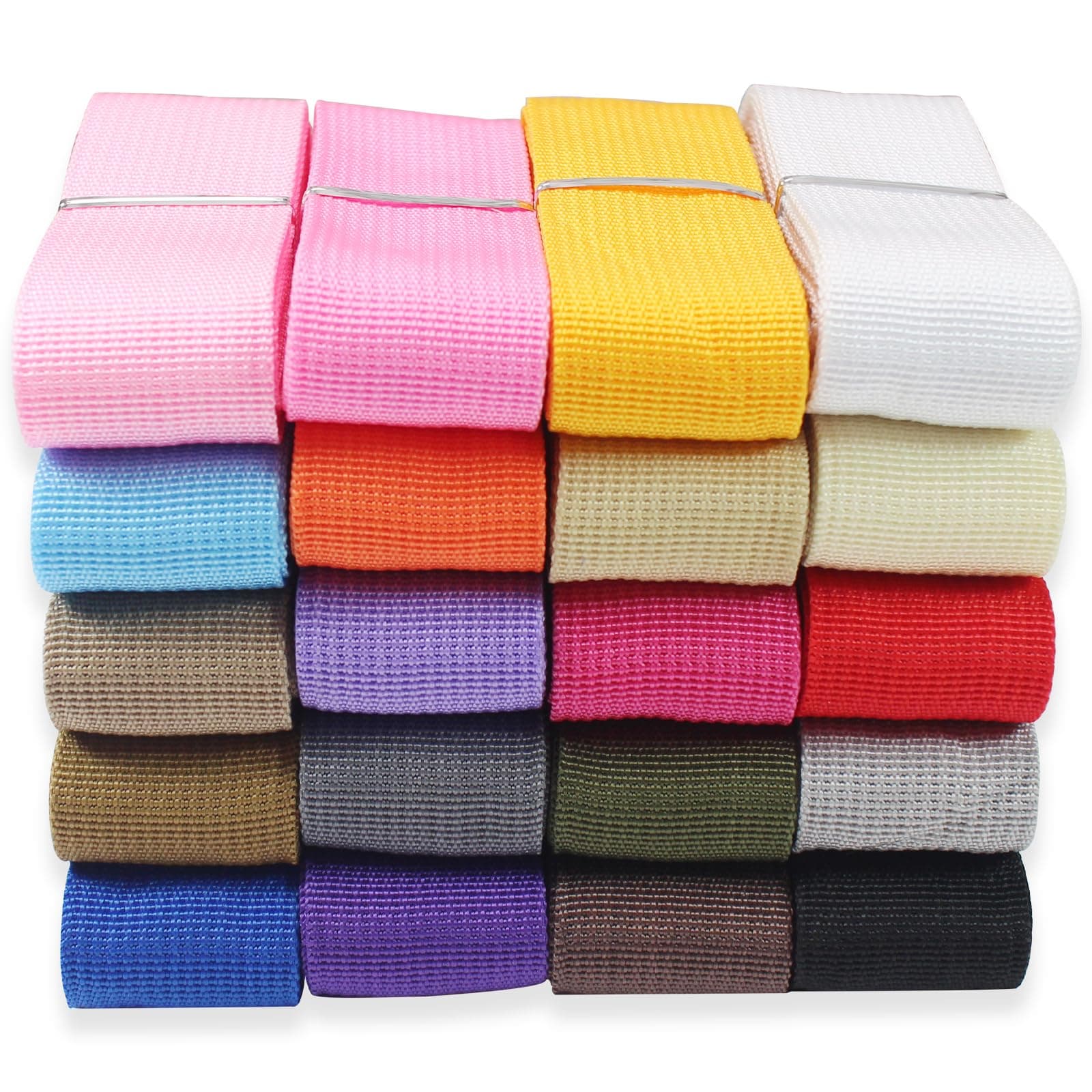 1.5 Inch Webbing Straps 40 Yards (108 Ft) - 20+ Assorted Colors Wide Polypropylene Webbing for Dog Collars, Belt, Backpack Straps, Luggage Repair, Sewing,DIY Crafts | Vibrant Colors