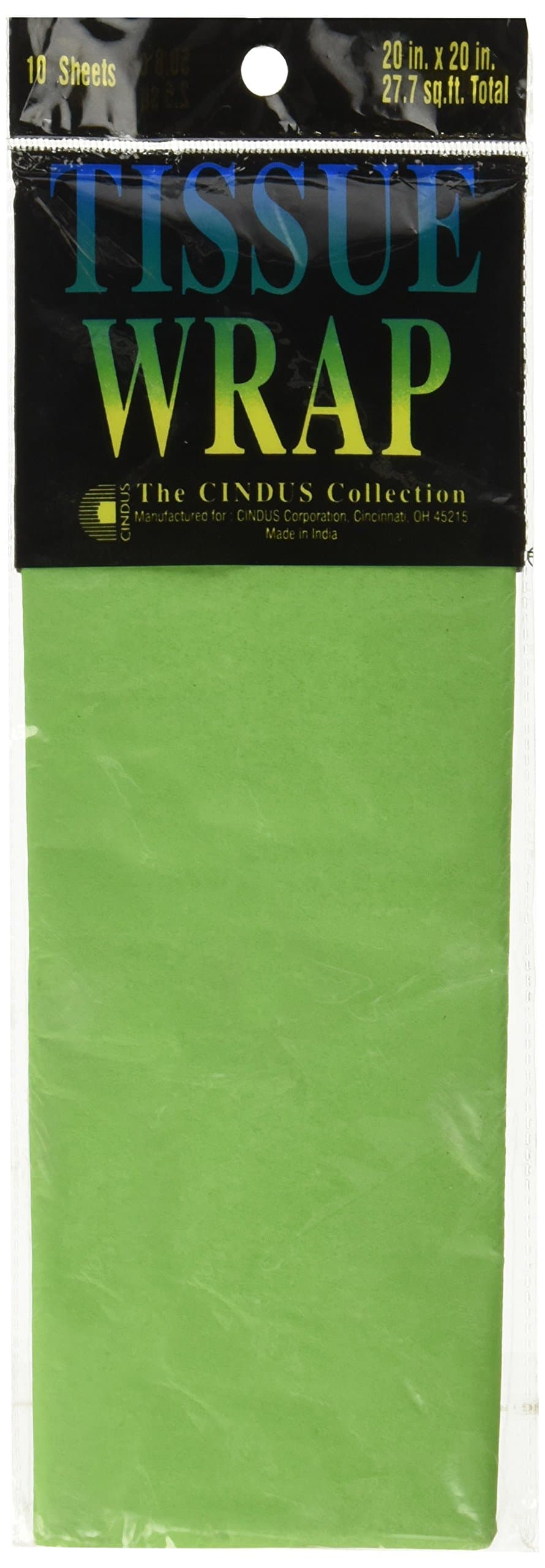 Cindus Tissue Wrap, 20 x 20 - Inch, Lime Green