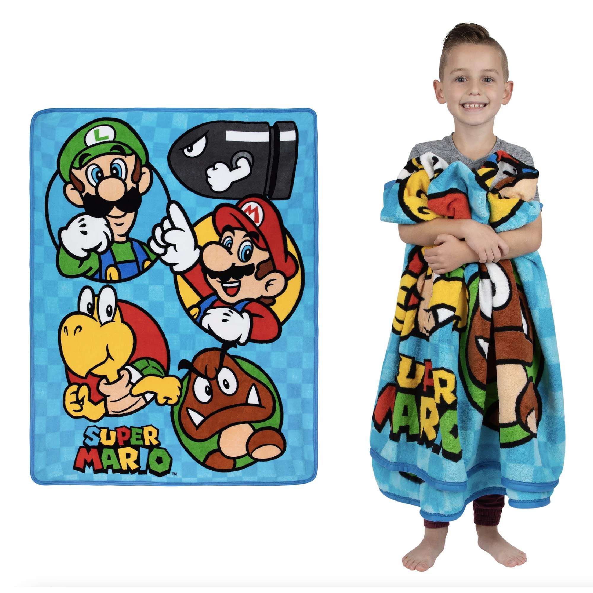 Kids Bedding Super Soft Micro Raschel Throw, 46" x 60", Mario