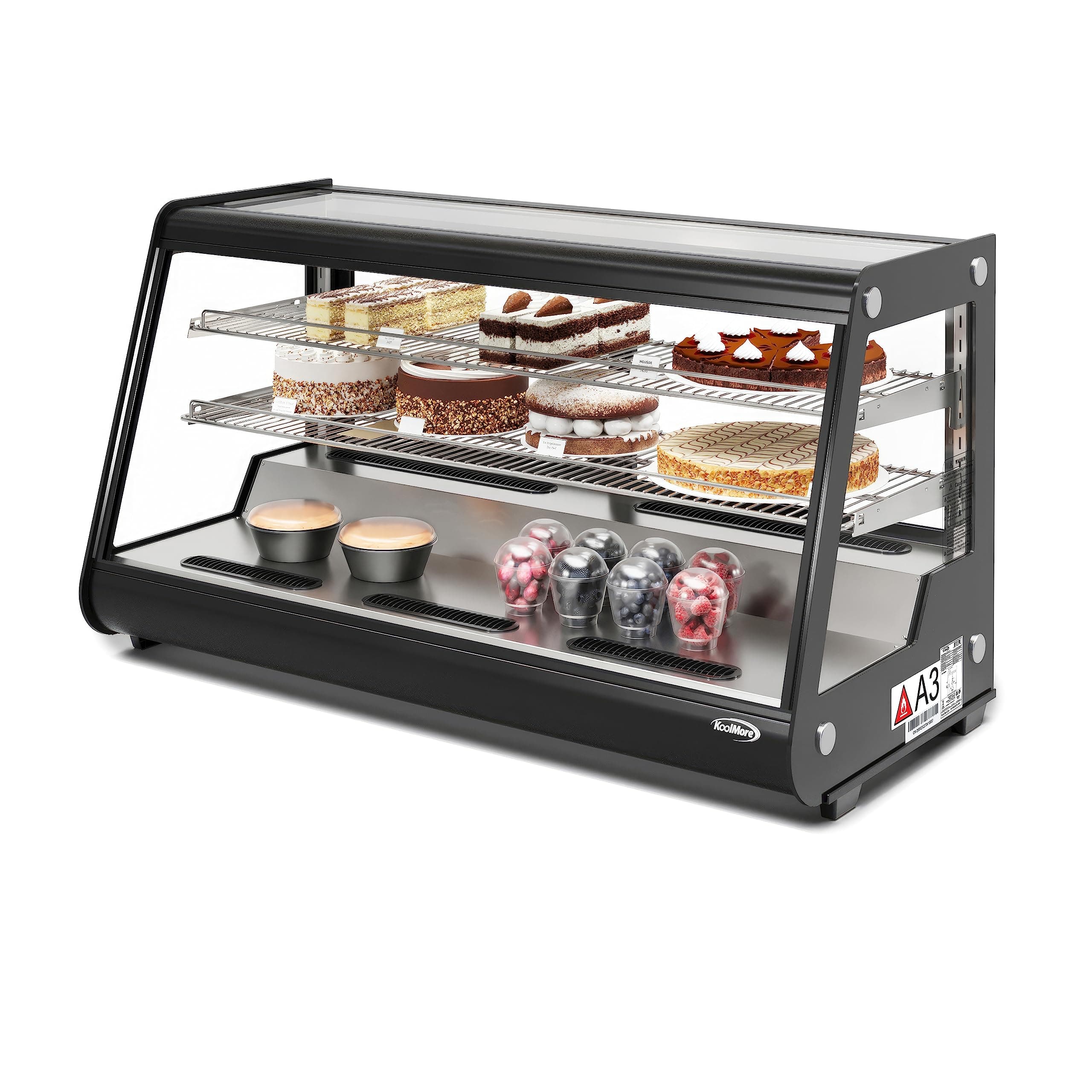 48 in. Refrigerated Bakery Display Case with Clear Glass Front, Sliding Rear Doors, LED Lighting, Adjustable Temperature, and Dual Shelving for Baked Goods in Black, 7 cu. ft. (CDC-7C-BK)