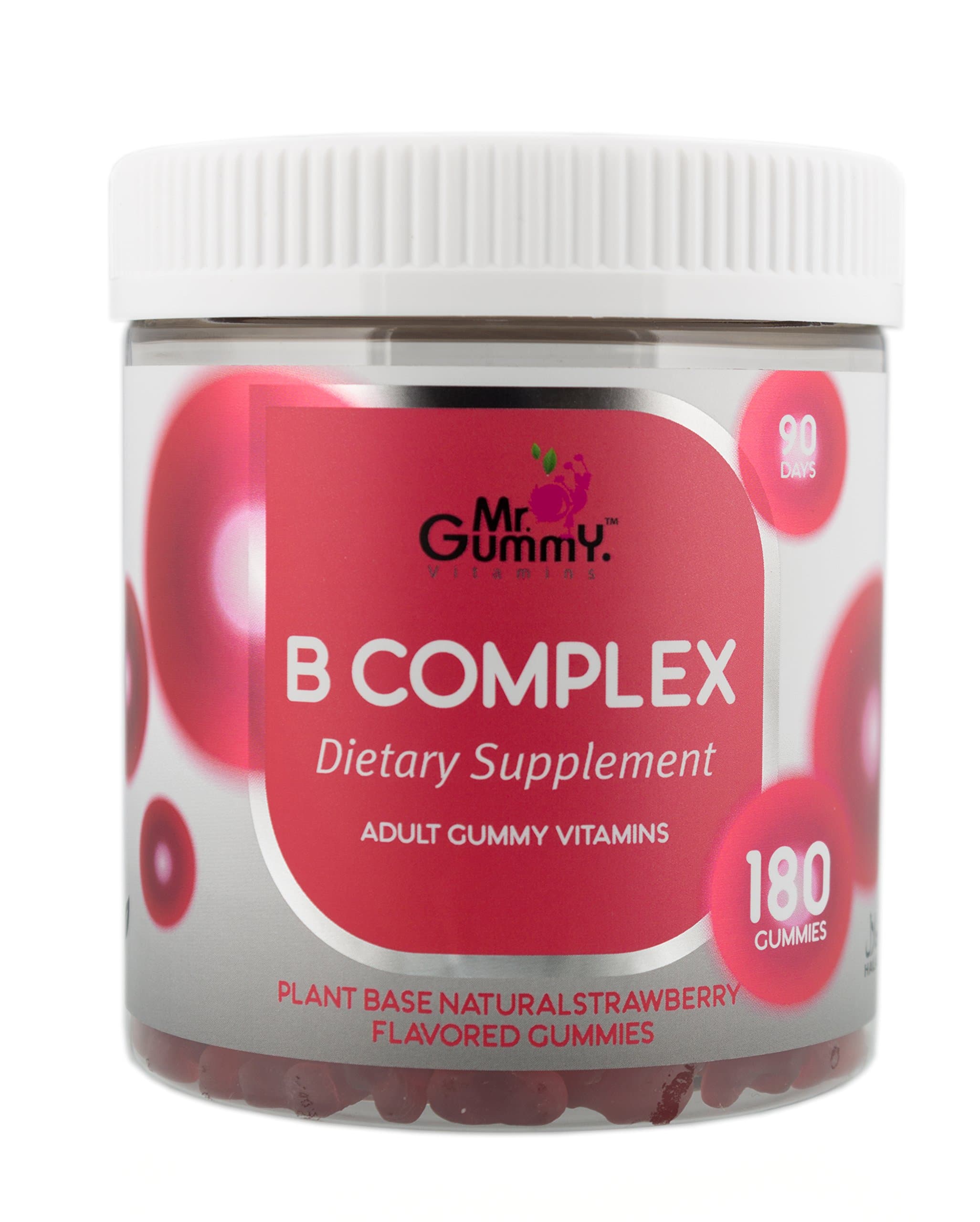 Vitamins B Complex Supplement | Vitamin B3, B5, B6, B12, Biotin, Folic & C | Supports Heart & Nervous System Health | [180 Gummies, 90-Day Supply] | for Men and Women