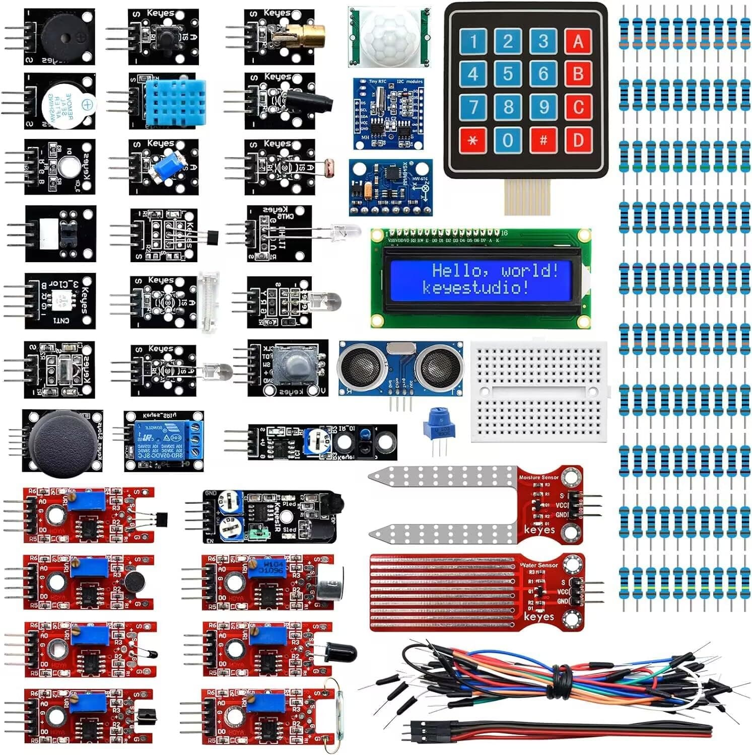 37 in 1 Sensor Kit for Arduino with Tutorial,Sensors Modules Compatible for Arduino and Raspberry Pi Programming,Active Buzzer/5V Relay/Temperature and Humidity Module etc.