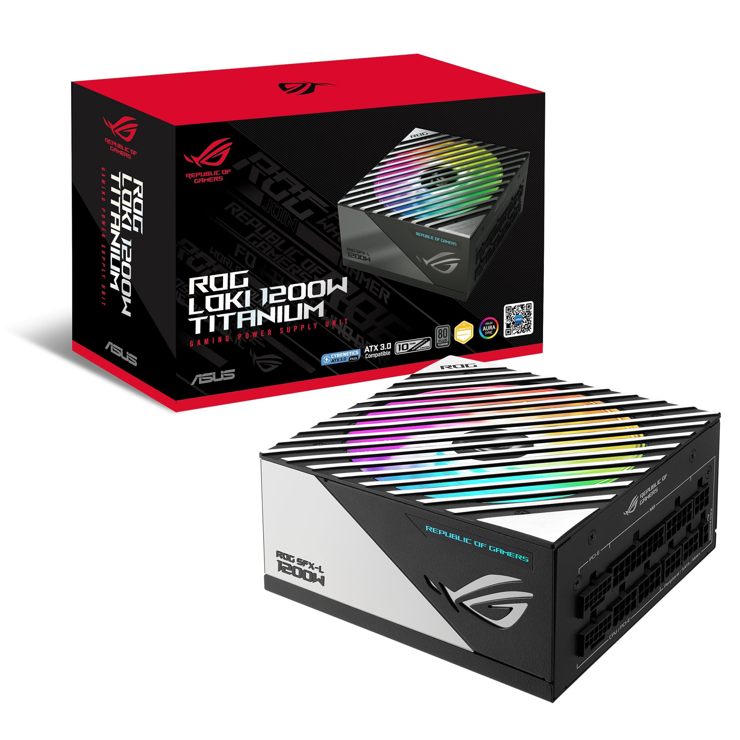 ROG Loki SFX-L 1200W Titanium PSU (Fully Modular Power Supply, 80+ Titanium, 120mm PWM ARGB Fan, Aura Sync, ATX 3.0 Compatible, PCIe 5.0 Ready, 10 Year Warranty)