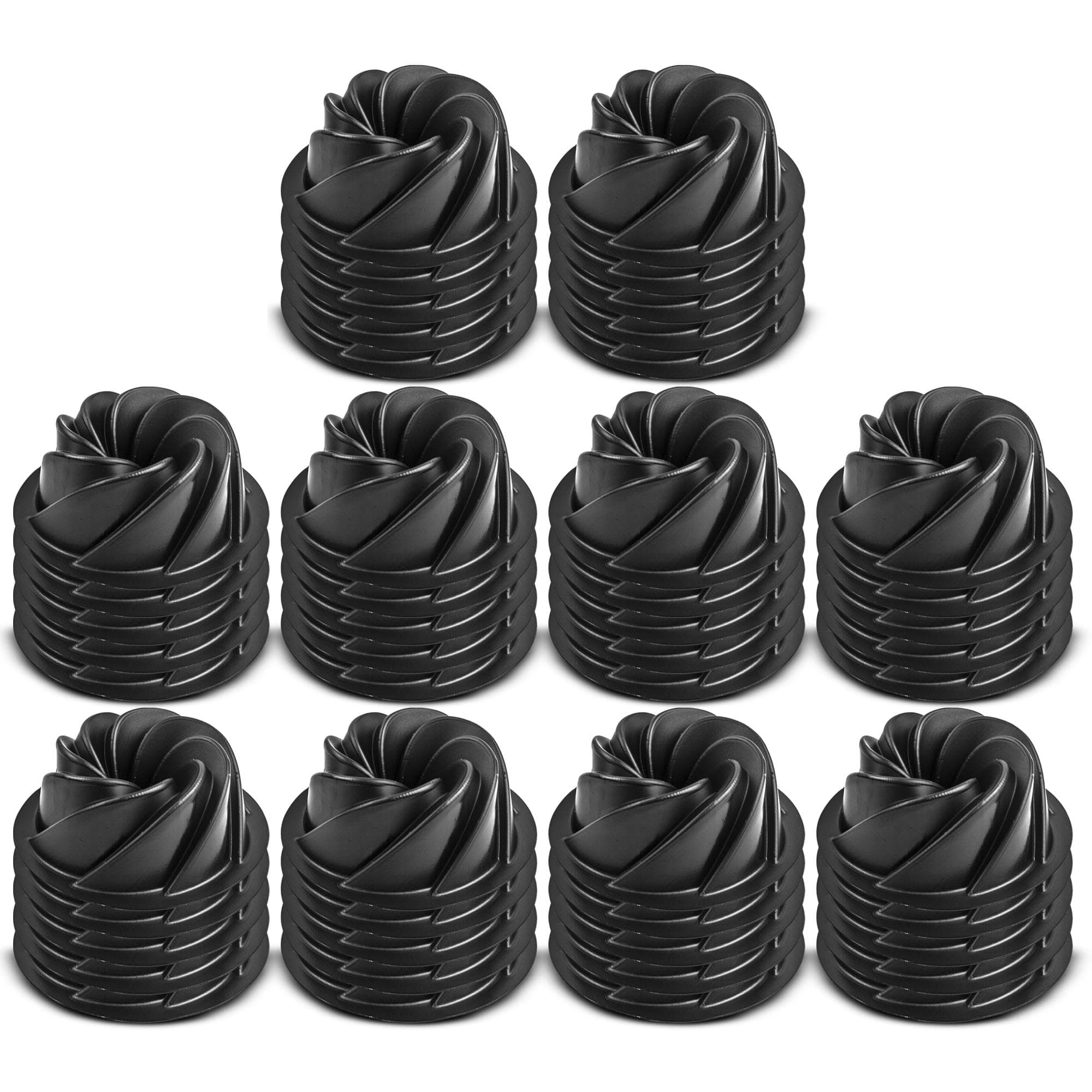 O'CREME Bakeable Plastic Mini Swirl Cake Pan, Baking Pan With Non-Stick Silicone, Reusable nonstick baking molds, Durable, Lightweight, Easy Storage for Baking and Much More - 50 QTY Pack