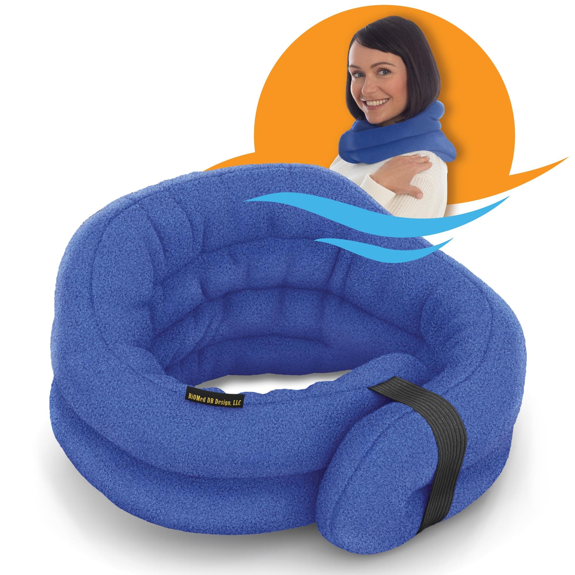 Microwave Heating Pad, Microwavable Heated Neck and Shoulder Wrap, Hands-Free Weighted Moist Hot or Cool Pack, Soft Fleece Cover and Flaxseed Filling, 26 Inch Length, SkyBlue