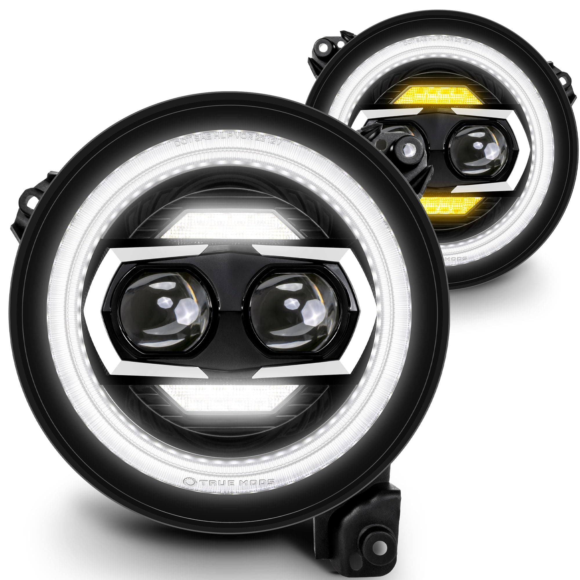 ONLINE LED STORE TRUE MODS 9” Inch Round LED Headlights Replacement for Jeep Wrangler JL JLU Unlimited Gladiator JT 2018-2024 Accessories [DOT Approved] [DUAL HALO DRL] [Plug n Play]