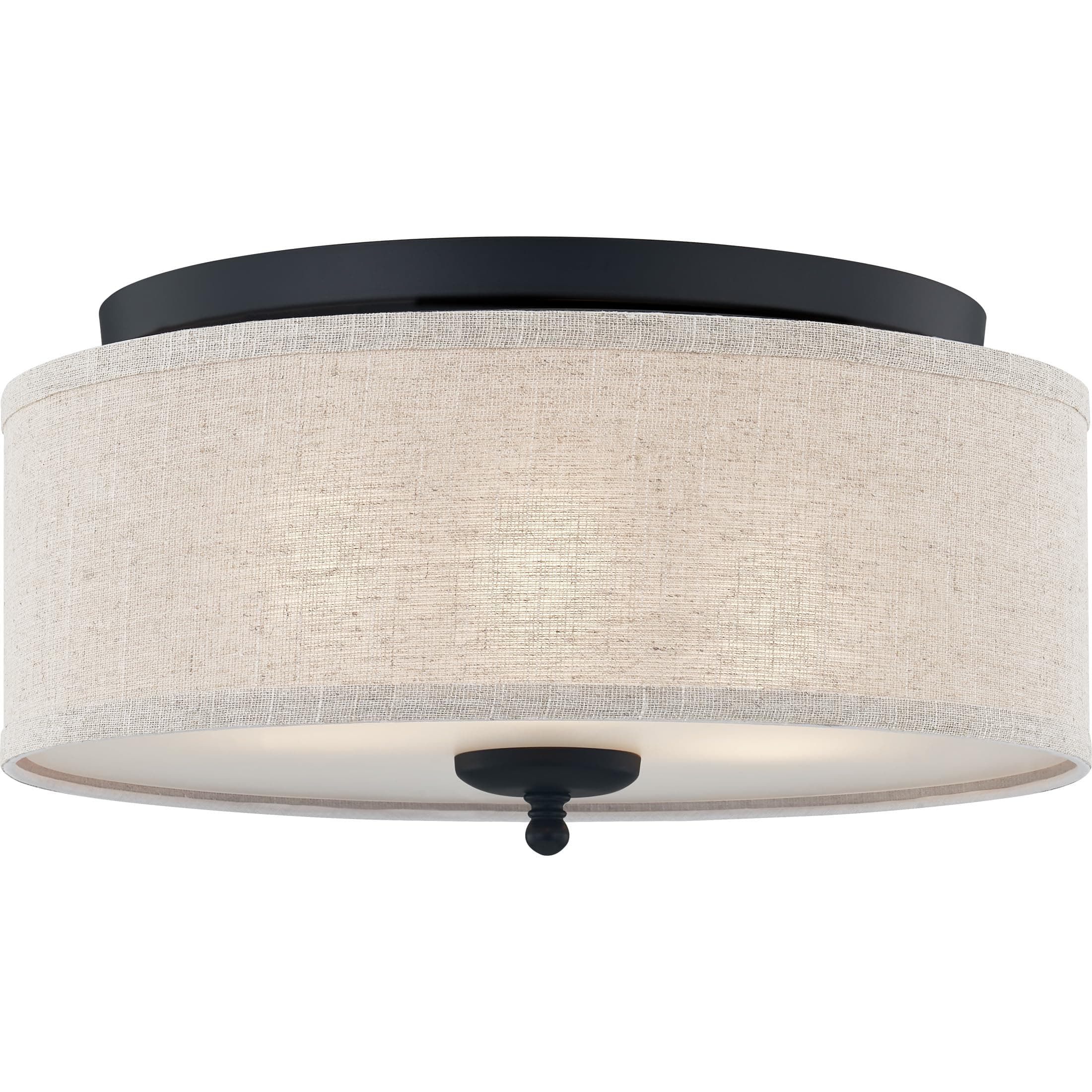 - Quoizel Blanche 16" Flush Mount Ceiling Light with Premium Fabric Shade, Matte Black, ETL Damp Rated for Kitchen or Bath