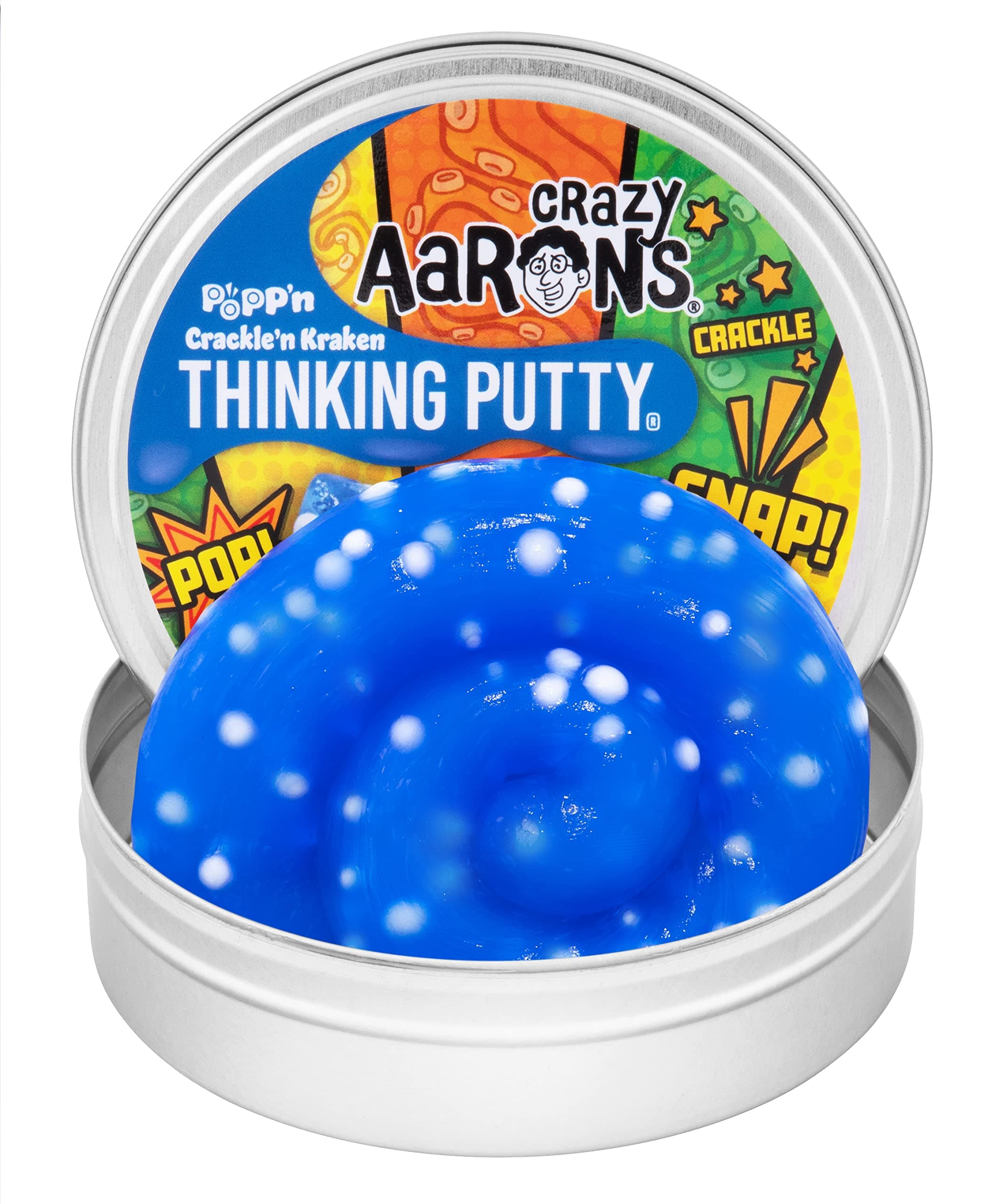 Crackle'n Kracken Popp'n Thinking Putty - 4" Tin Thinking Putty - Non-Toxic Sensory Play Putty - Never Dries Out - Creative Toy Fun for Ages 3+