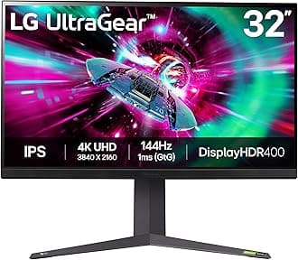 LG UltraGear 4K Gaming Monitor 32GR93U, 31.5 inch, 4K, 144Hz, 1ms GtG, IPS Display, HDR 10, NVIDIA G-Sync & AMD FreeSync compatible, Smart Energy Saving, Displayport, HDMI