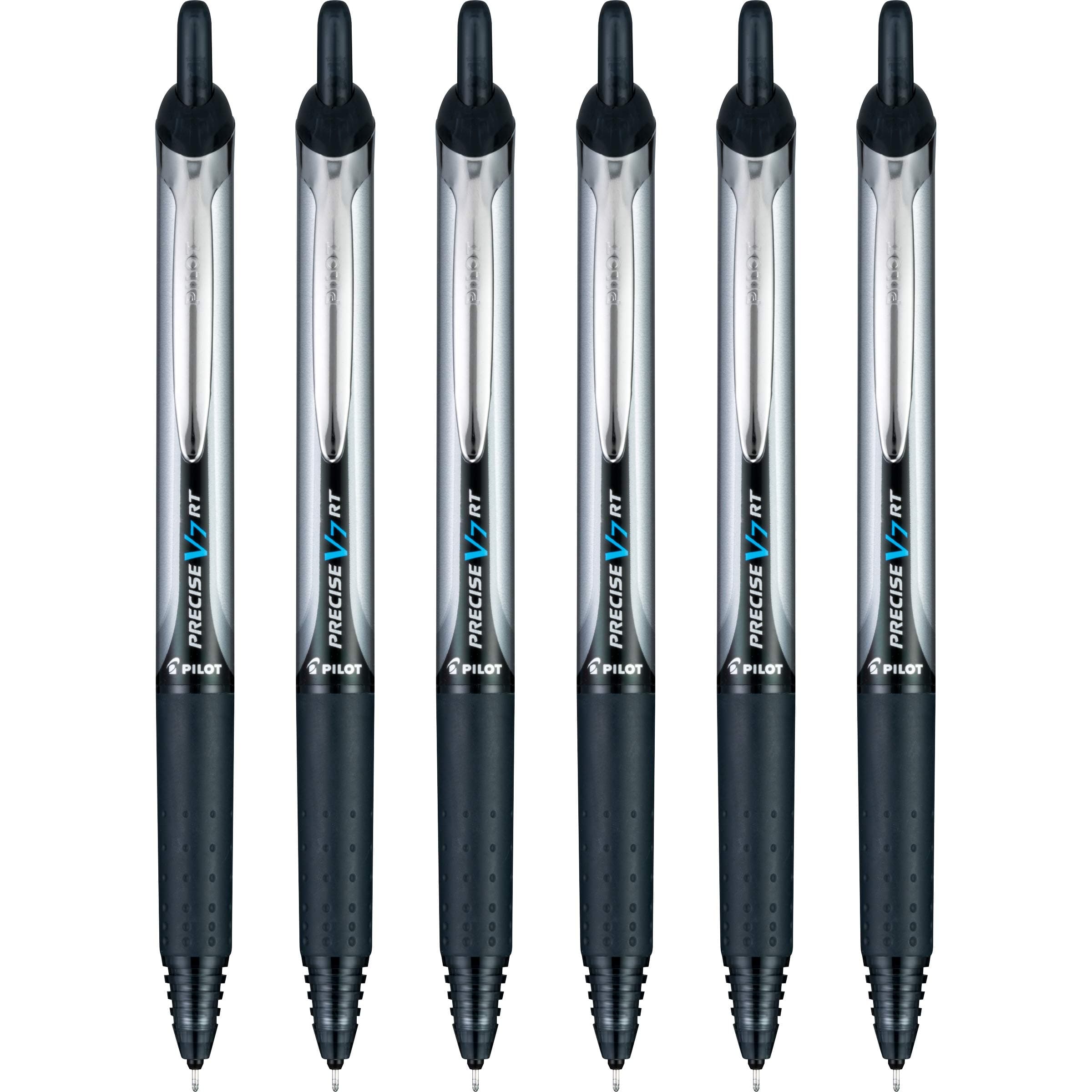 Pen 13616 Precise V7 RT Refillable & Retractable Liquid Ink Rolling Ball Pens, Fine Point (0.7mm) Black Ink, 6-Pack