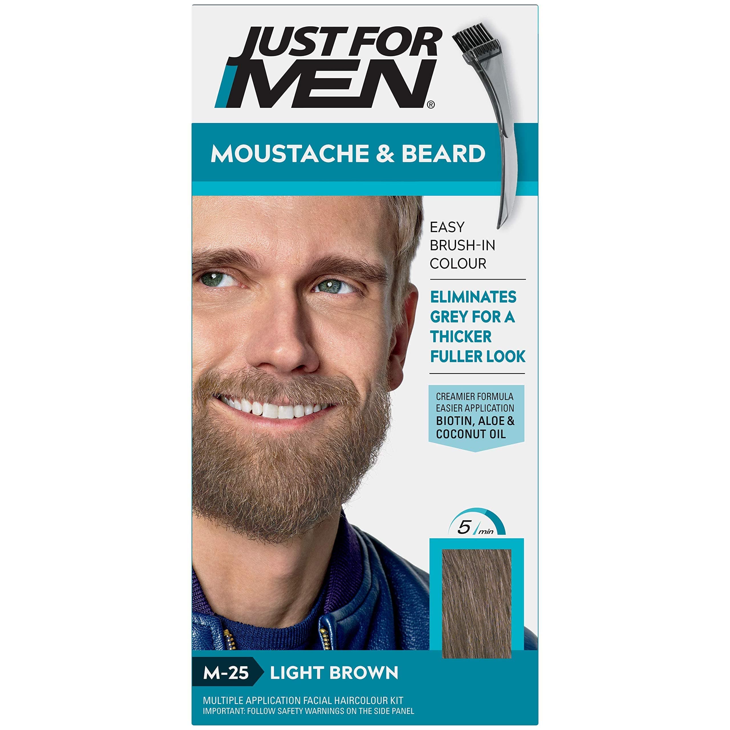 Just for men Moustache & Beard Light Brown Dye , Eliminates Grey for a Thicker & Fuller Look M25