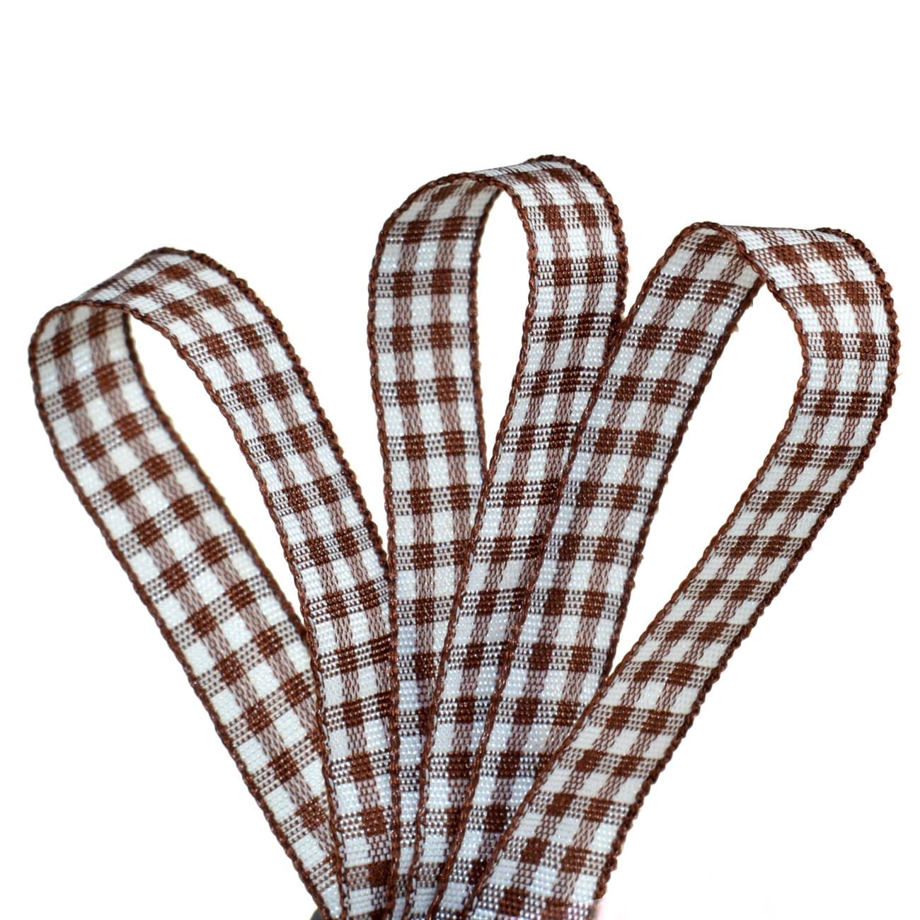 Coffee Gingham Ribbon, 3/8" X 25Yd