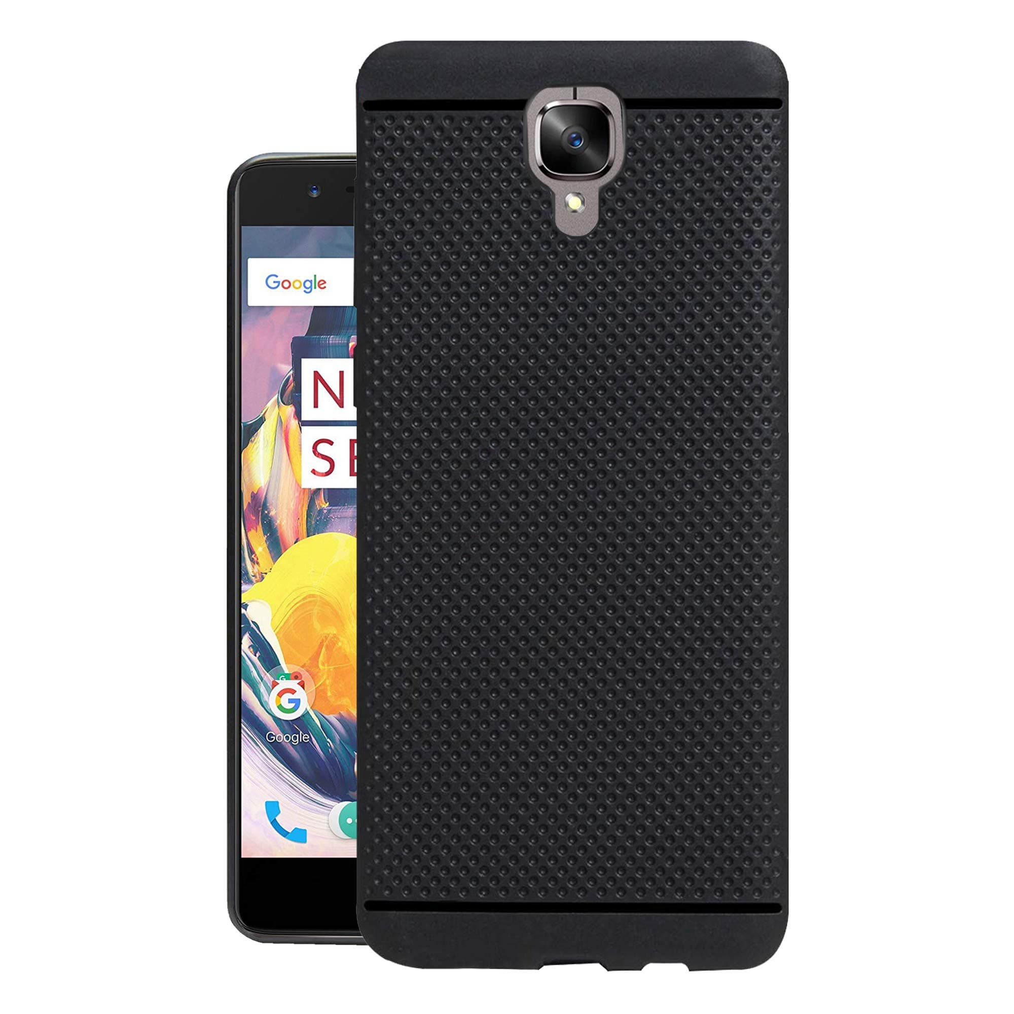 HELLO ZONE Exclusive Dotted Matte Finish Soft Rubberised Back Case Cover for OnePlus 3T /OnePlus 3 - Black