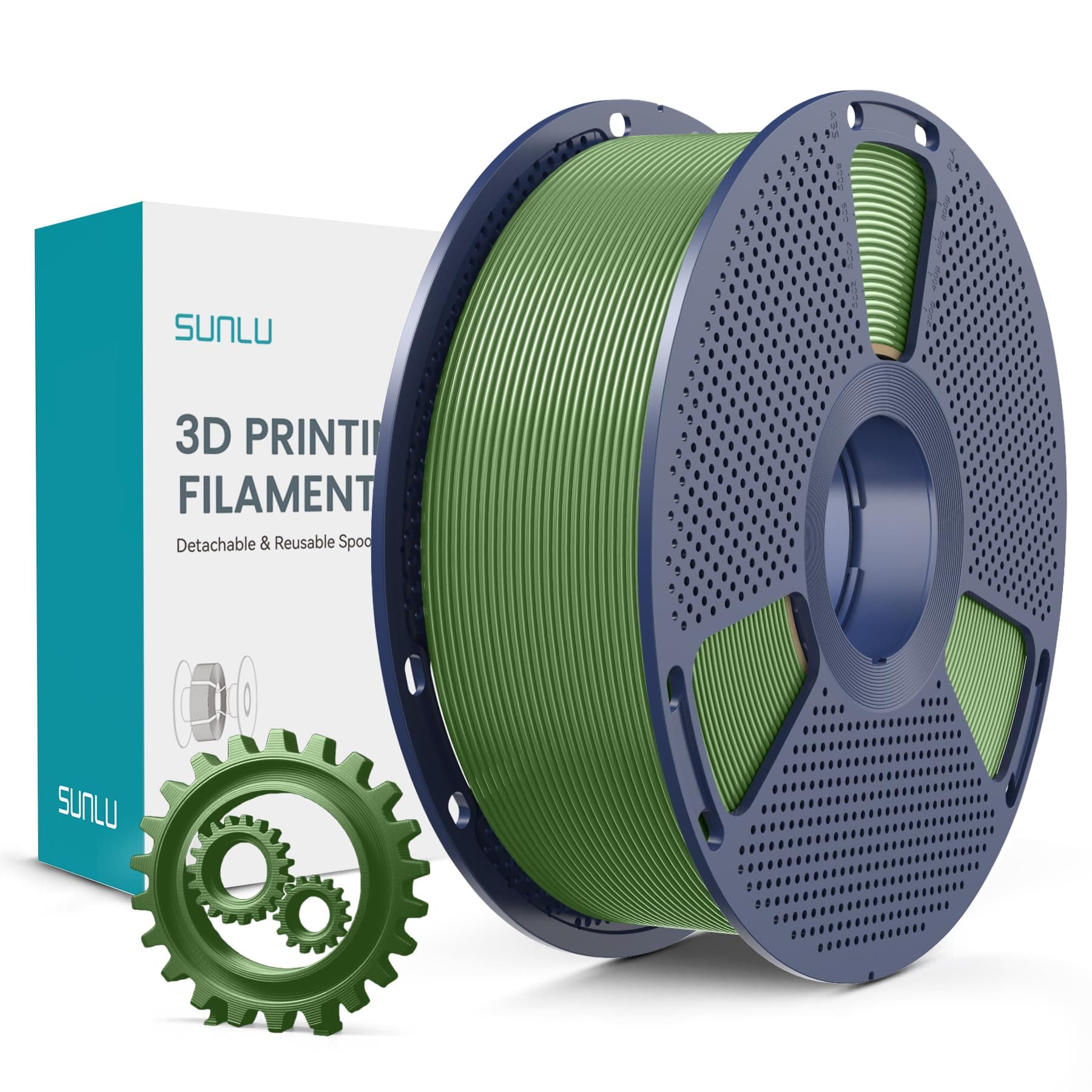 SUNLU PLA+ 3D Printer Filament, PLA Plus Filament 1.75mm, Toughness Enhanced Filament Compatible with 3D FDM Printers, 1 kg Spool(2.2 LBS), Olive Green