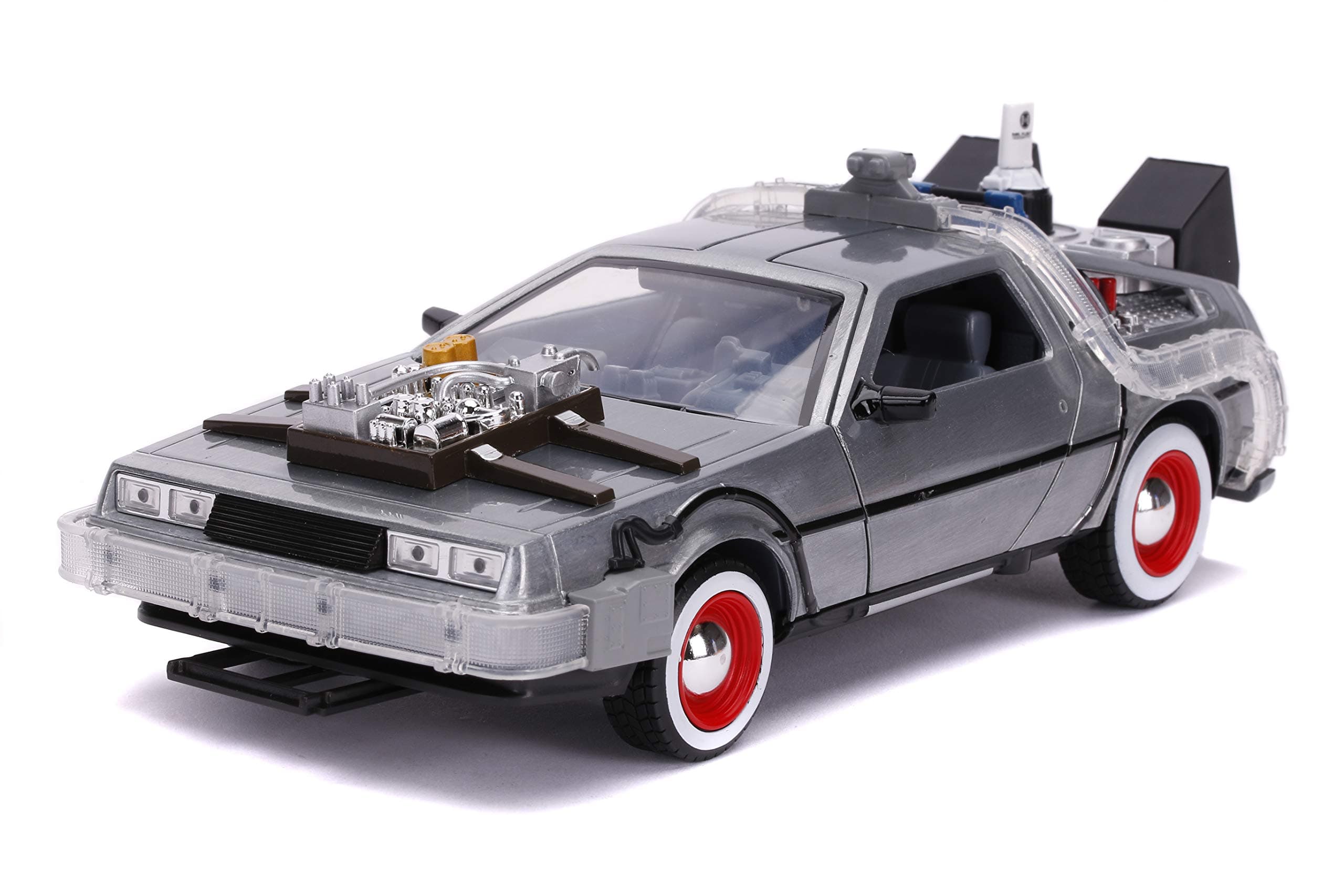 TOYS, Back to The Future Part III: Time Machine with Light-up 1:24 Scale Vehicle, Unisex Adult Silver