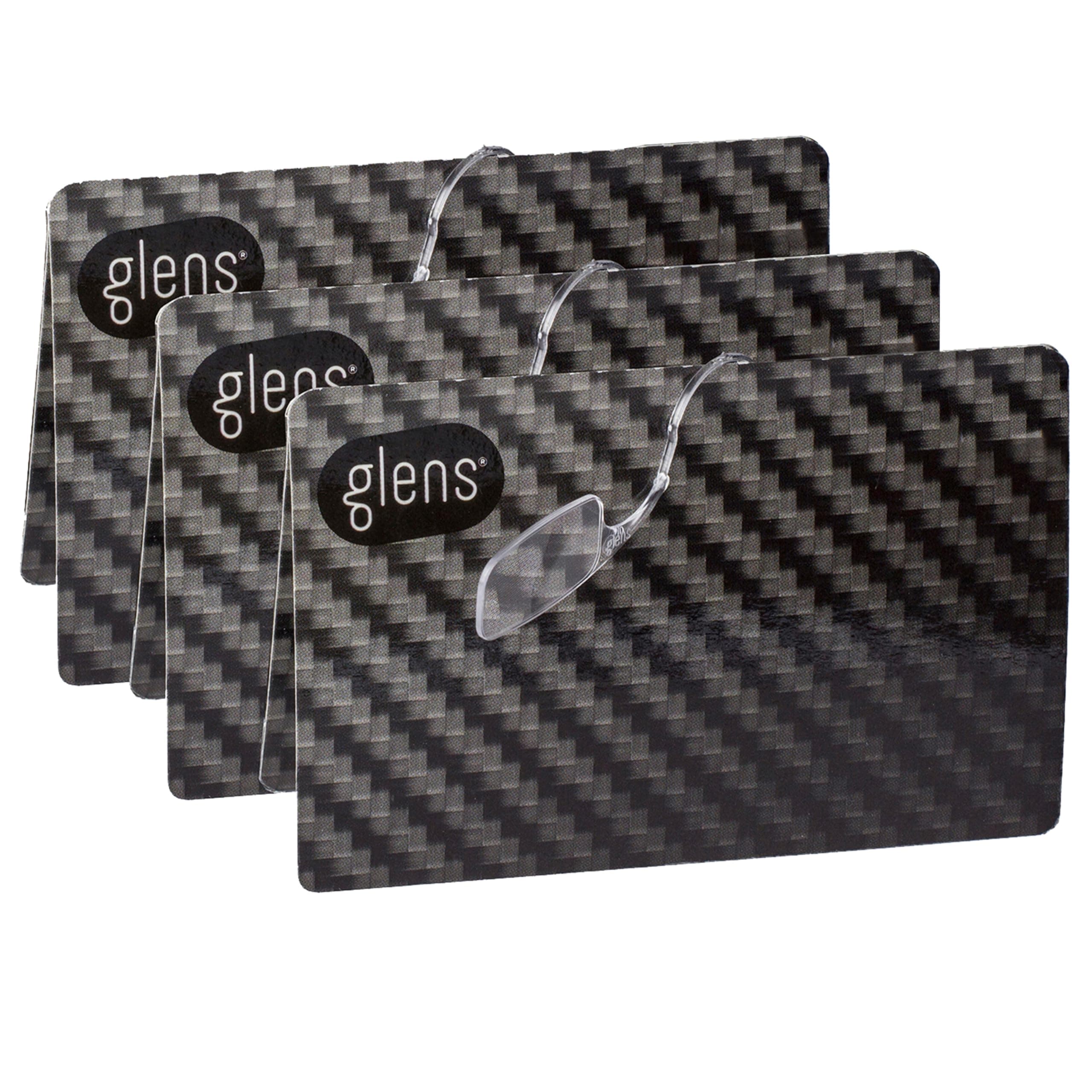 glens Backup Reading Glasses correction strength +1.5 +2 +2.5, 3 Pack Carbon, Strength +2.0