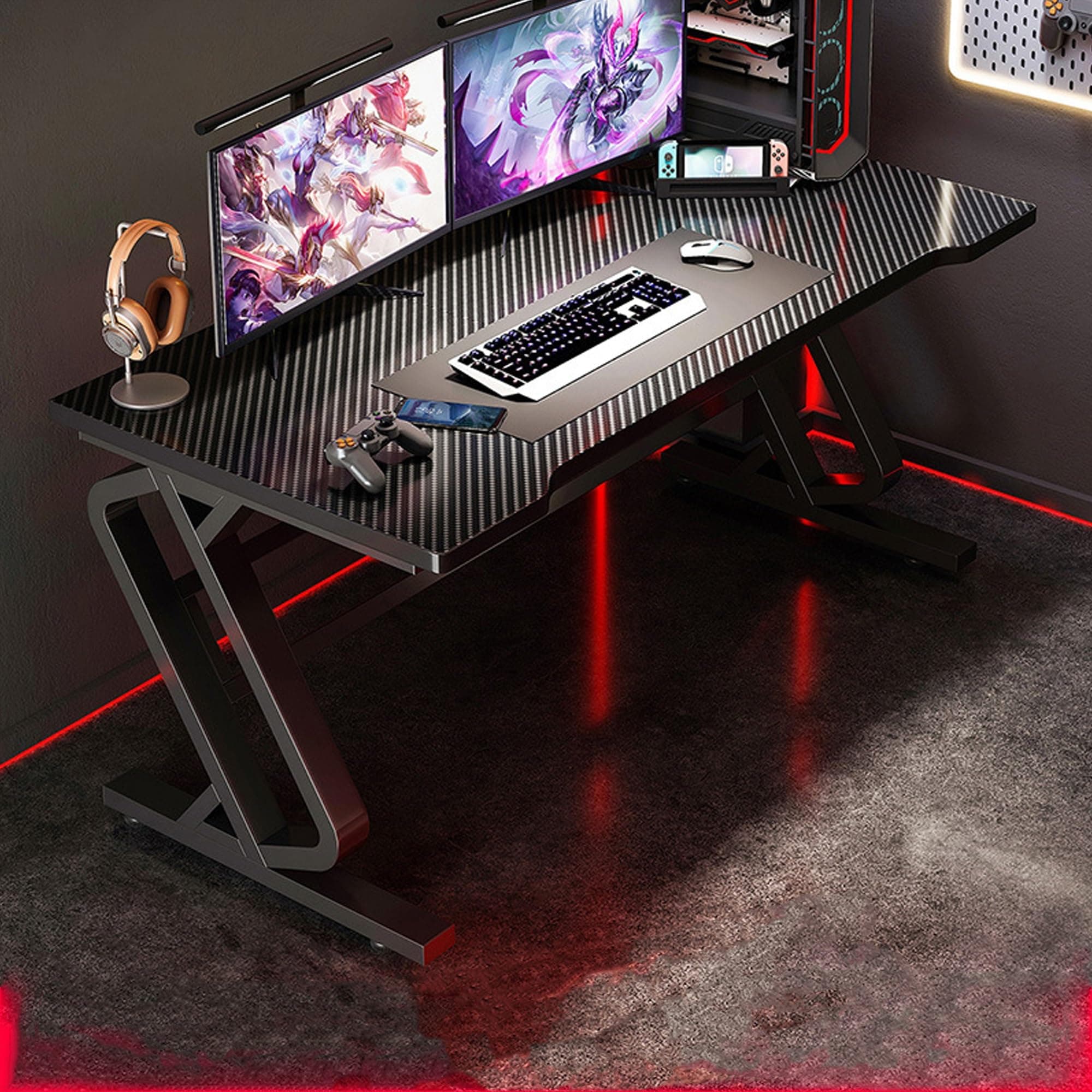 VELPEN Computer Gaming Table, Standing Desk, Home Office Desks & Workstations, Bedroom Simple Office Desk Writing Work Table with Host Support, Executive Desk, Furniture (Size : 47.2 * 23.6 * 29.5IN)